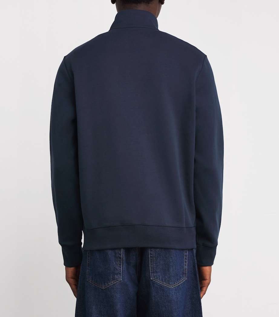 Cotton-Blend Quarter-Zip Sweatshirt BLUE Image 4