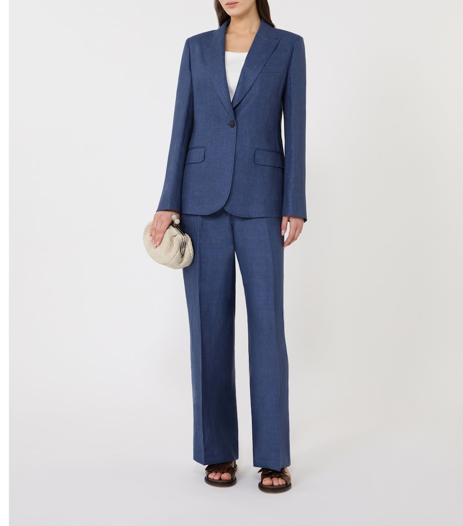 Weekend Max Mara Womens Linen Single-Breasted Blazer Navy Image 4