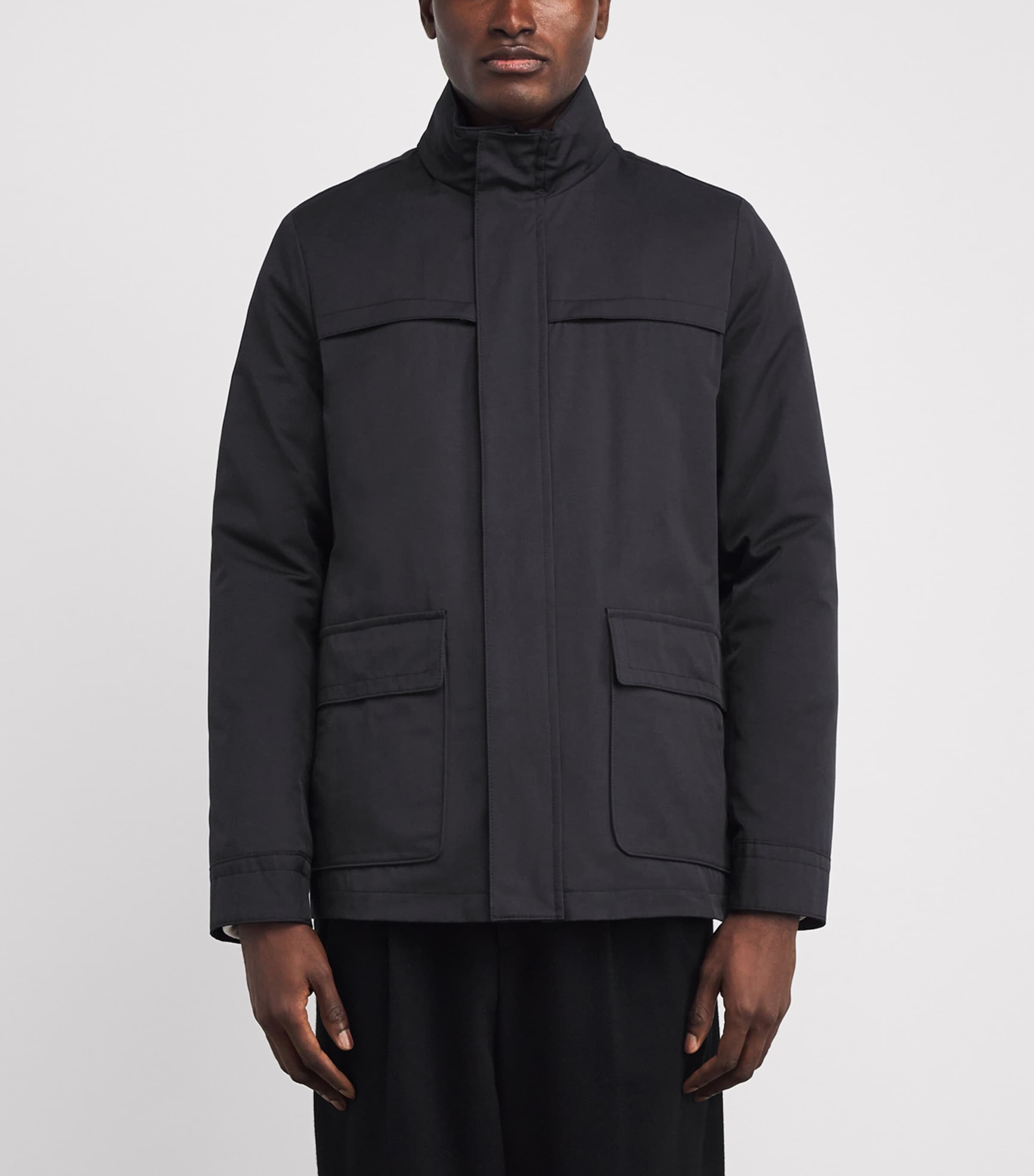 Cotton-Blend Waterproof Oyster Jacket 01 BLUE NAVY Image 3