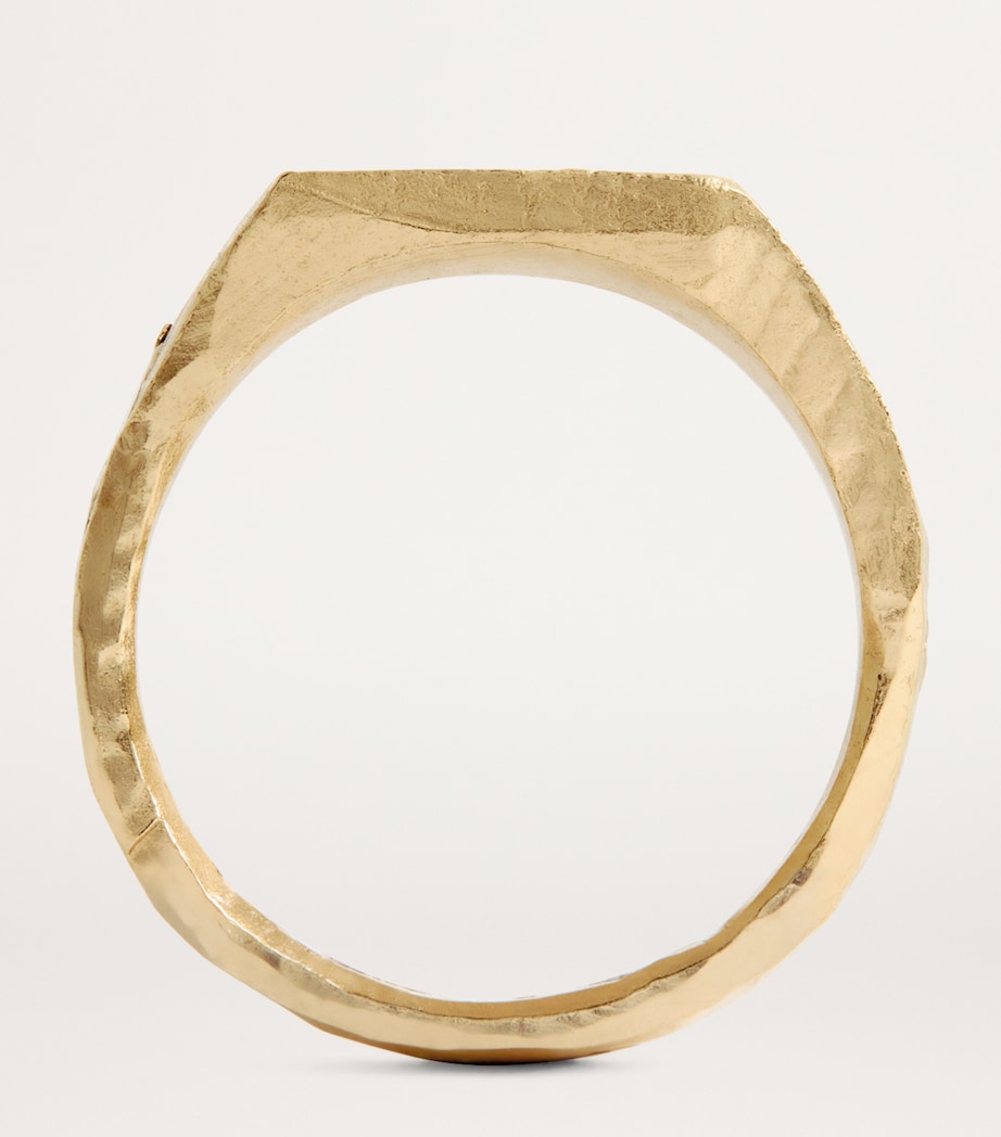 Yellow Gold and Pearl Signet Ring GOLD Image 3