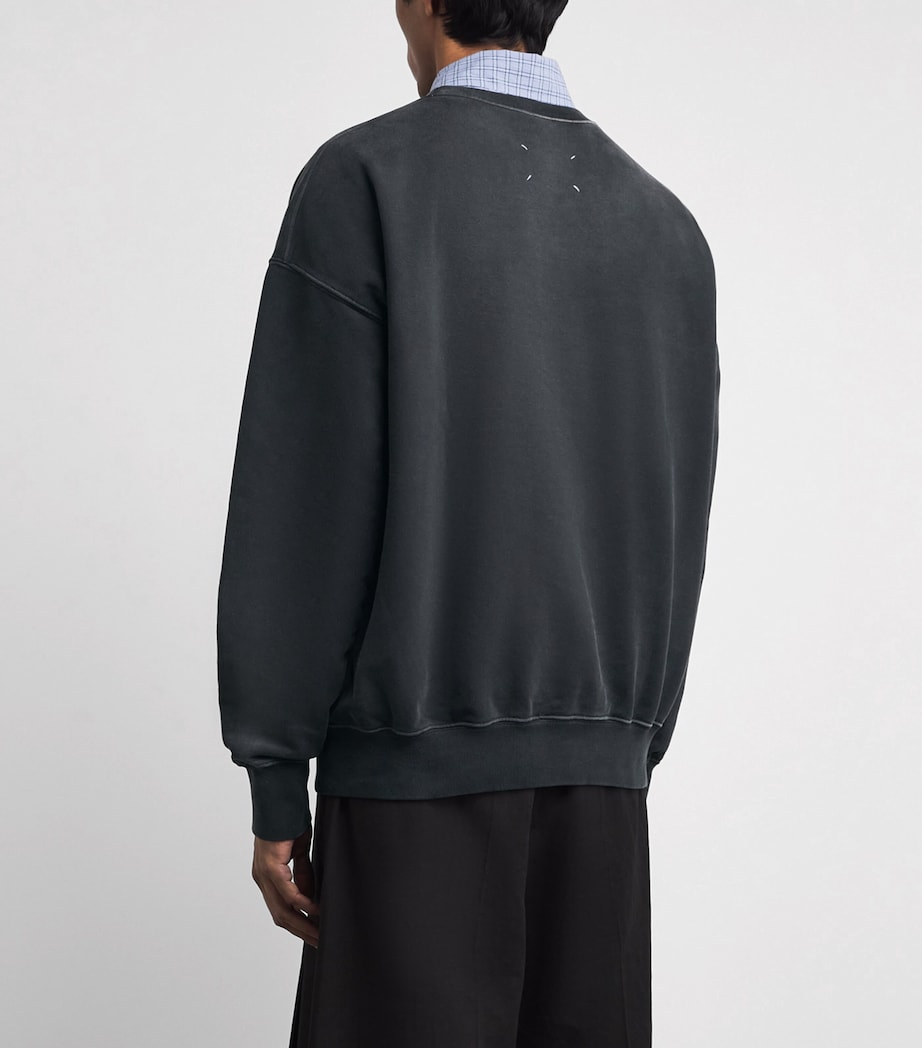 Maison Margiela Mens Cotton Embroidered Logo Sweatshirt Vintage Black Image 5