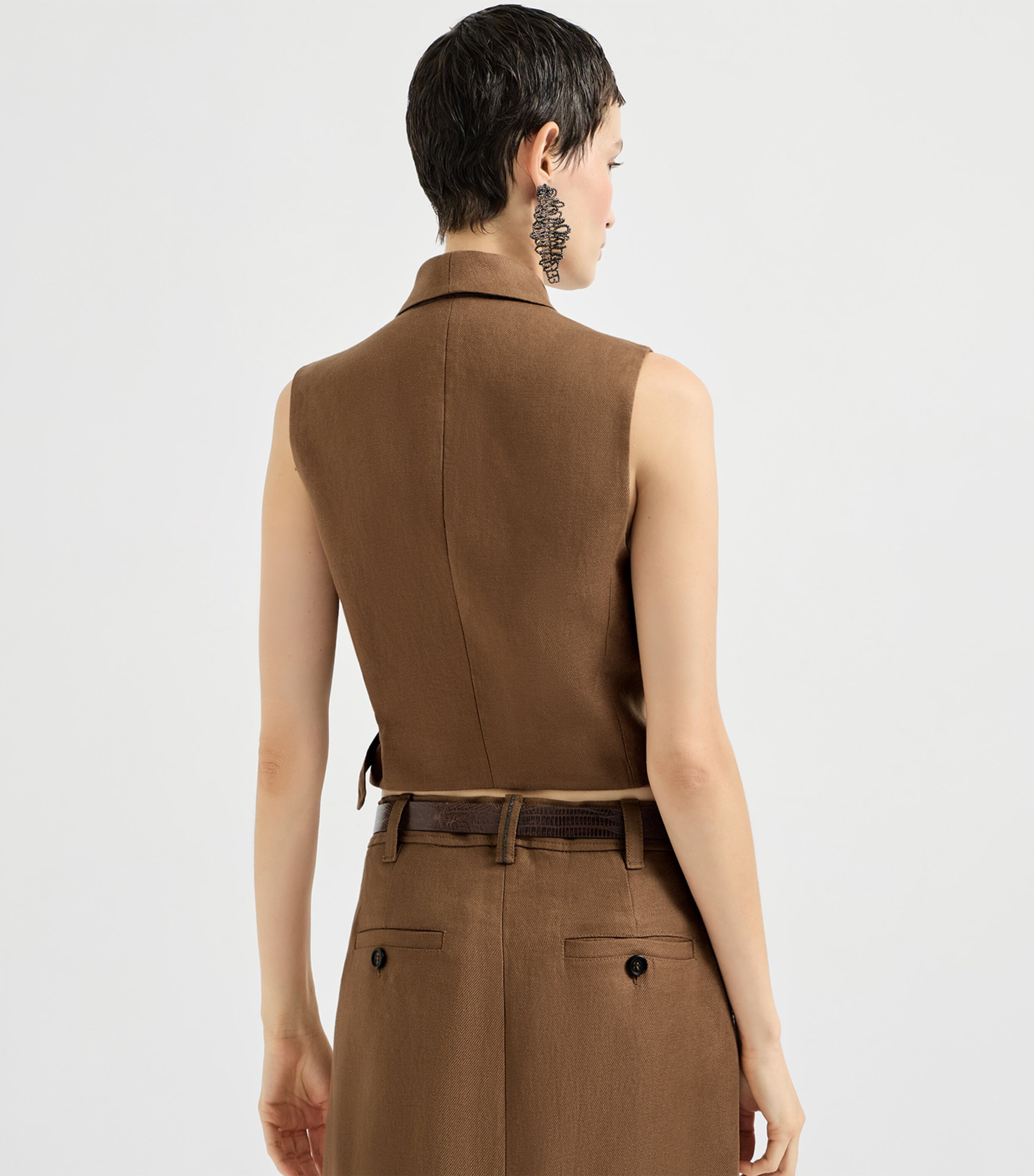 Linen Shawl-Lapel Waistcoat C9850 Image 3