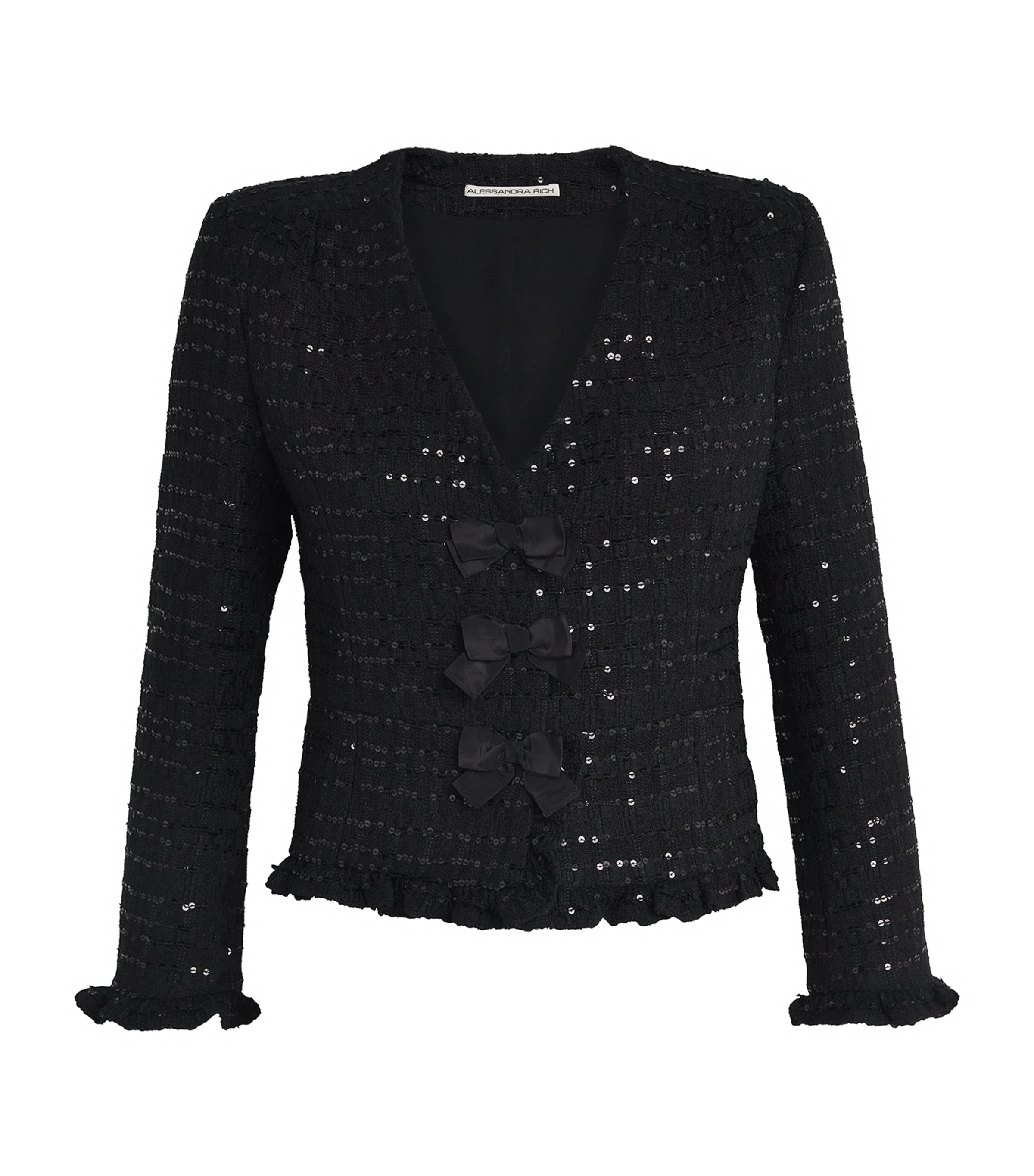 Alessandra Rich Womens Tweed Sequin Jacket Black Image 1