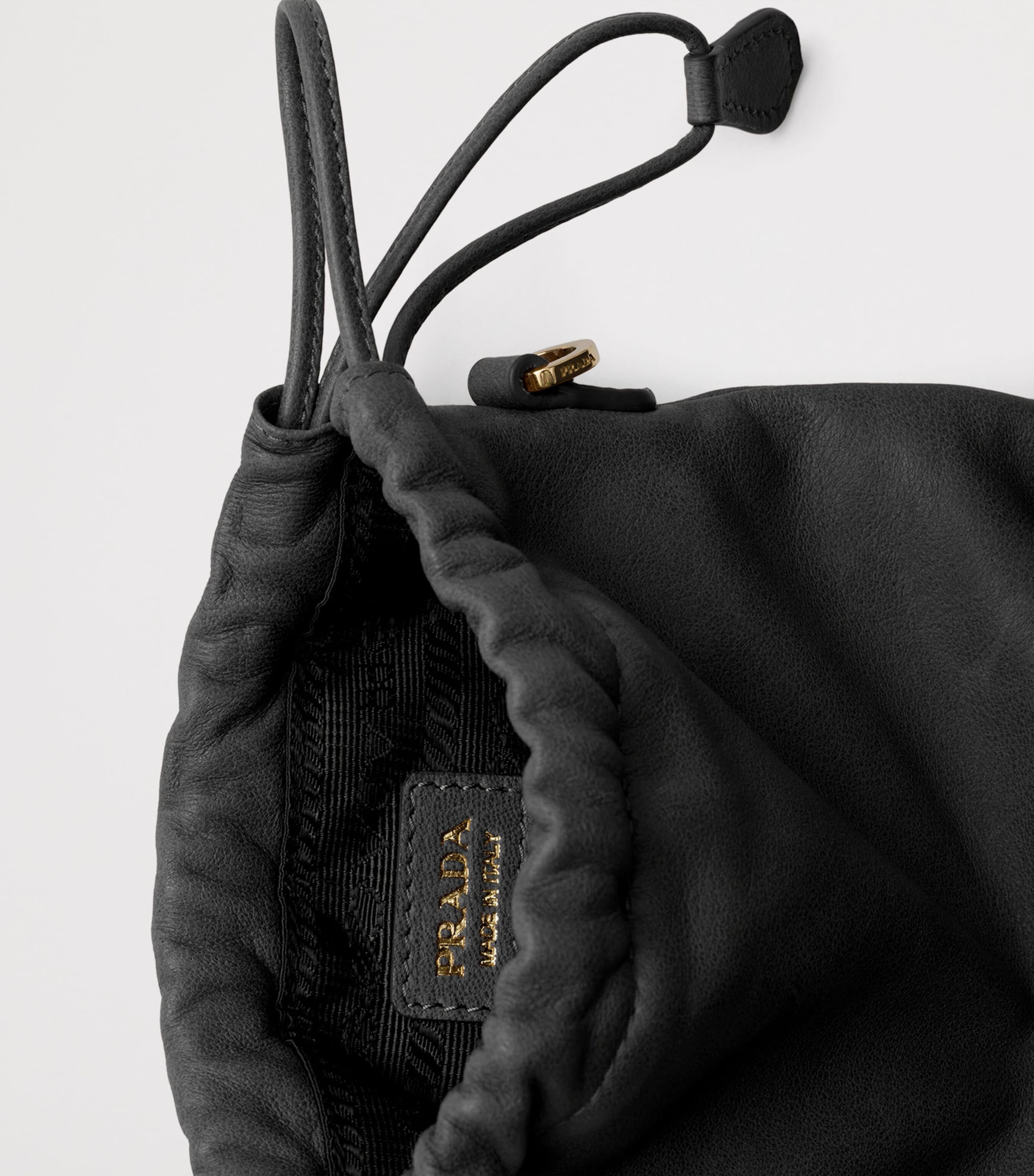 Prada Nappa Leather Drawstring Pouch Black Image 4