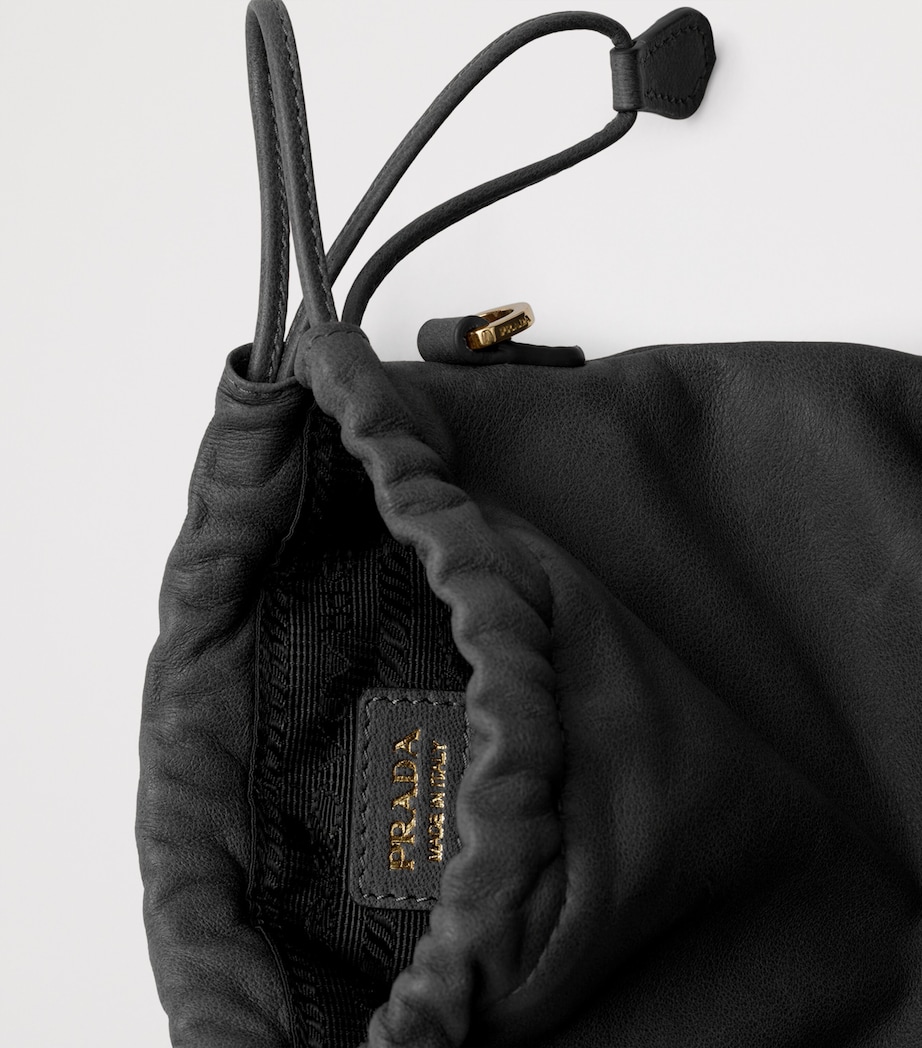 Prada Nappa Leather Drawstring Pouch Black Image 4