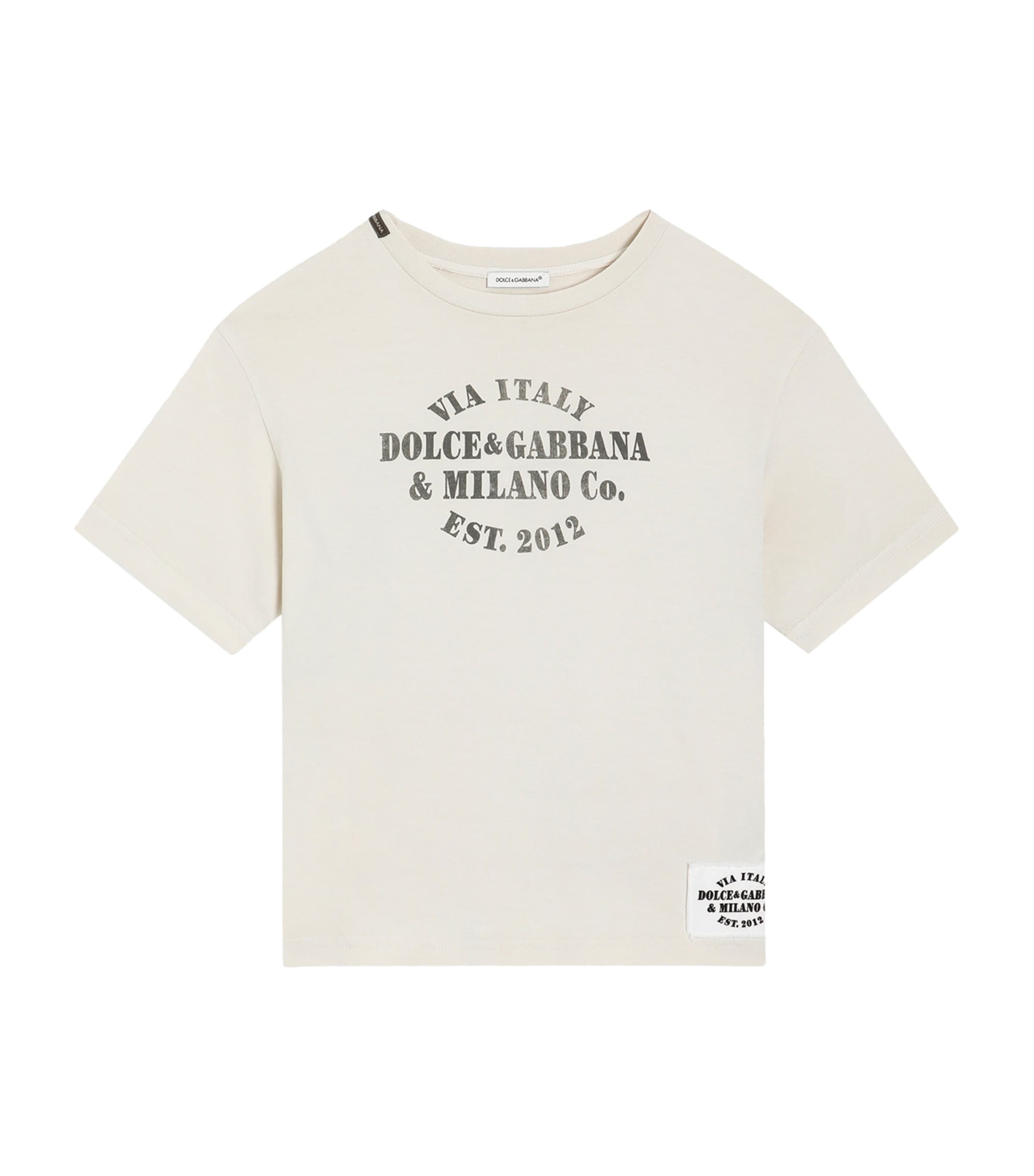 Dolce&Gabbana Kids Multi Cotton Stamp Logo T-Shirt (8-12+ Years