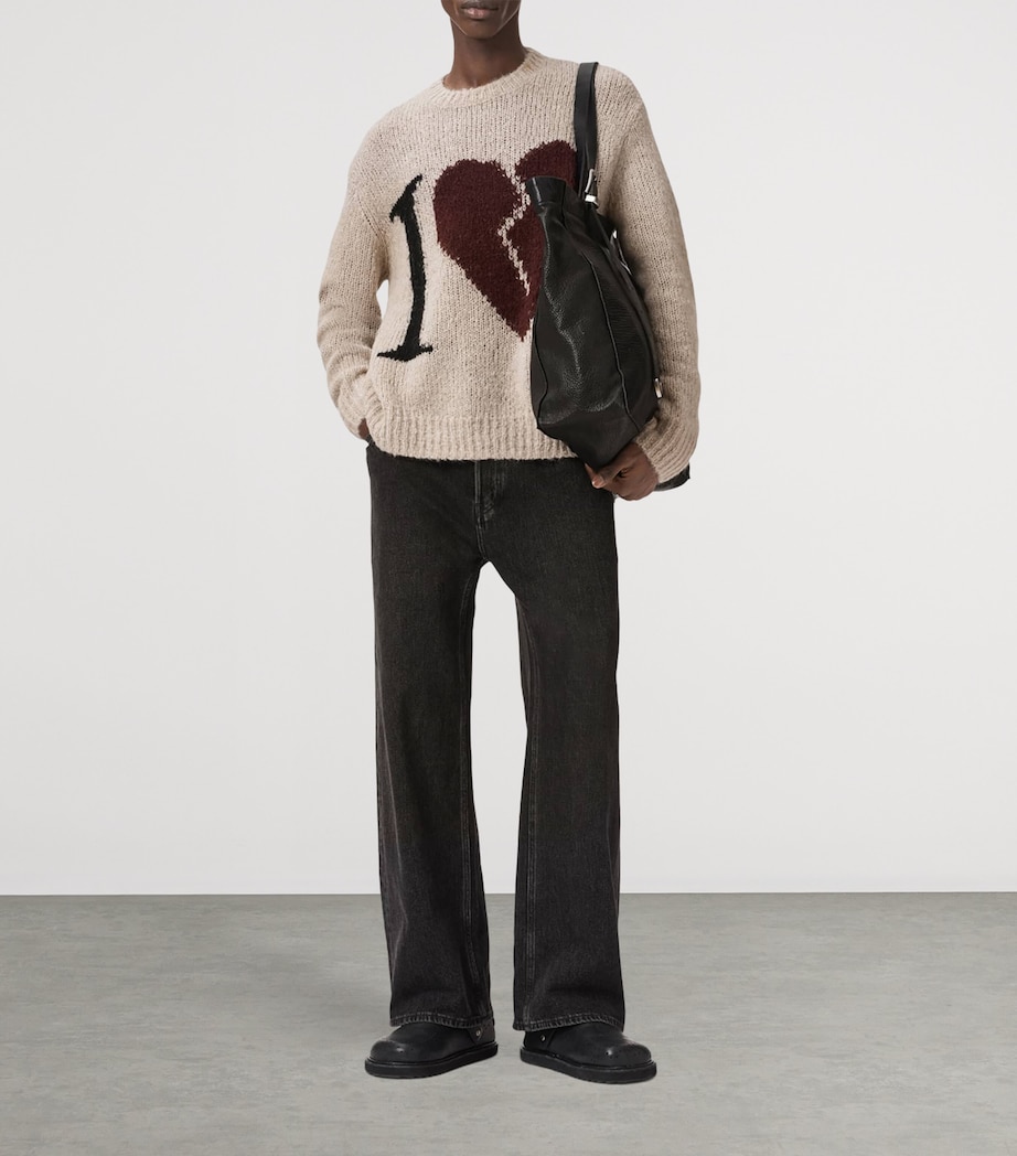 AllSaints Mens Wool-Blend Lover Sweater Pebble Brown Image 6