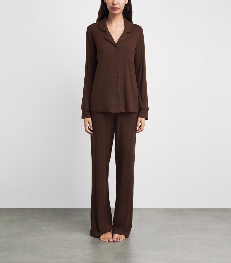 Skims Womens Soft Lounge Ribbed Pyjama Set Cocoa Image 2