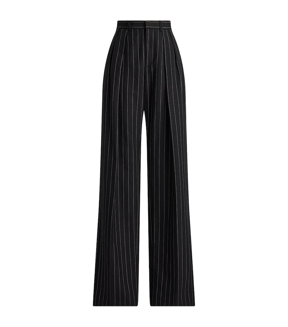 Ralph Lauren Collection Womens Cotton-Linen-Wool Stripe Jody Trousers Blacklux Cream Image 1