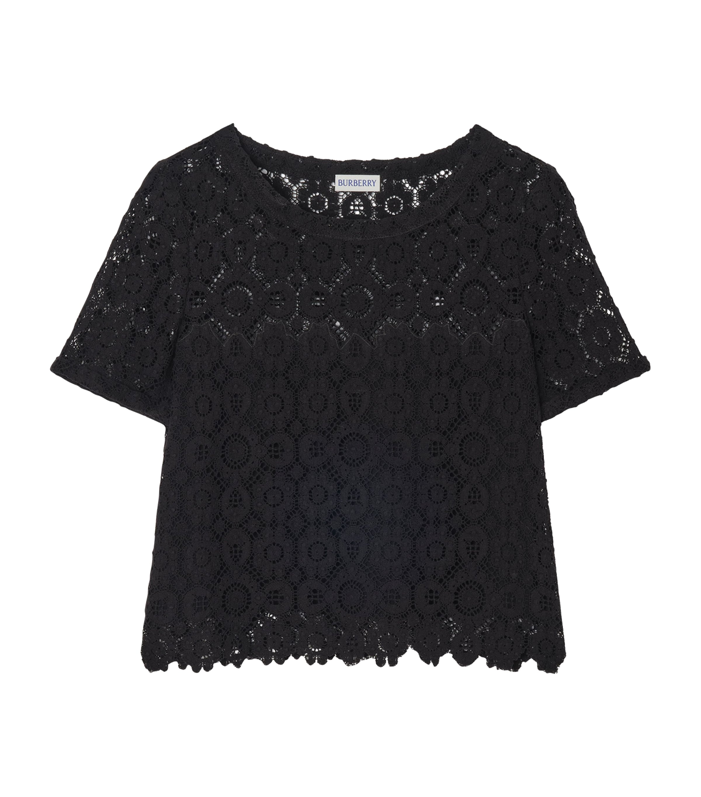 Burberry Womens Lace Floral Blouse Black Image 1