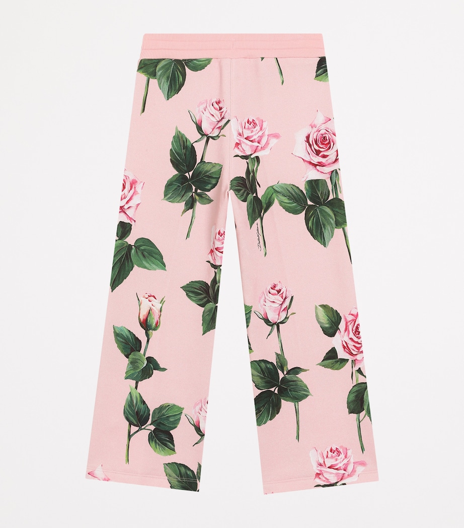 Dolce&Gabbana Kids Cotton Rose Print Trousers (8-12+ Years) Rosa Image 2