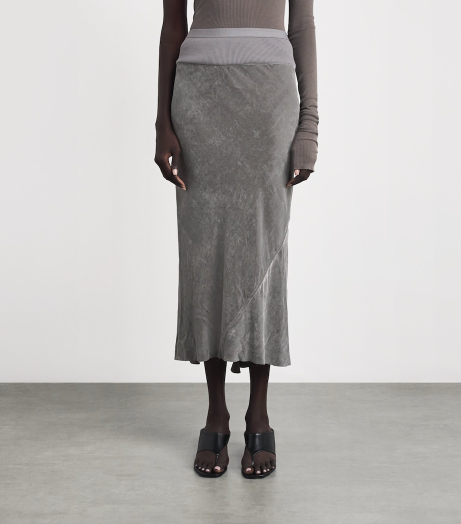 Rick Owens Womens Velvet Midi Slip Skirt Steel Image 4