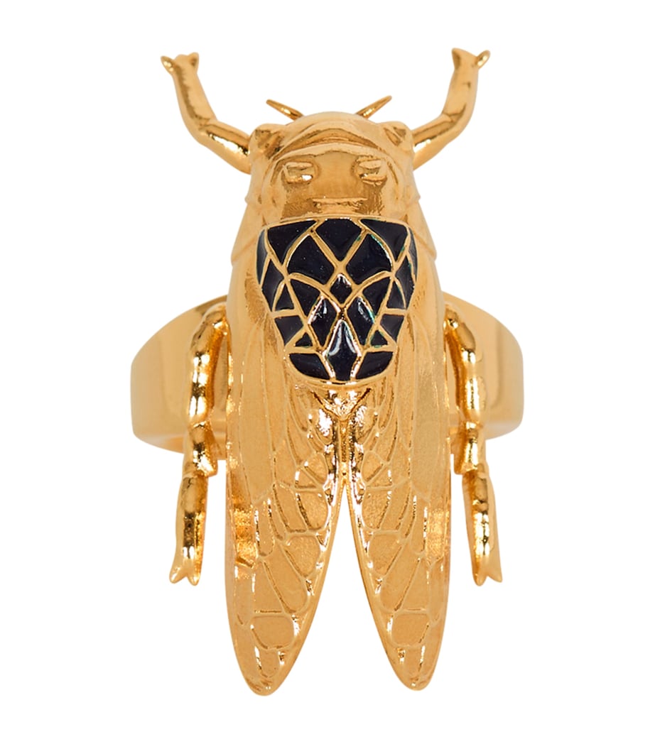 Balmain Gold-Tone Enamelled Insect Ring Bleu/oro Image 1