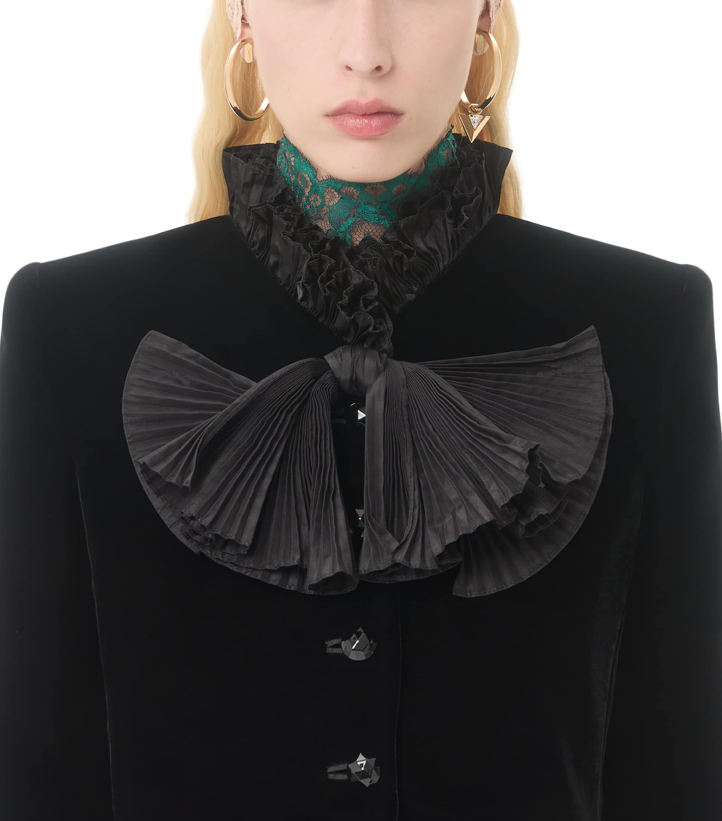 Velour Plissé-Detailing Jacket 0NO Image 2