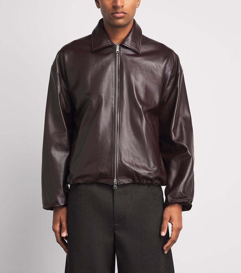 Arma Mens Reversible Backett Leather Bomber Jacket Shiraz Image 4
