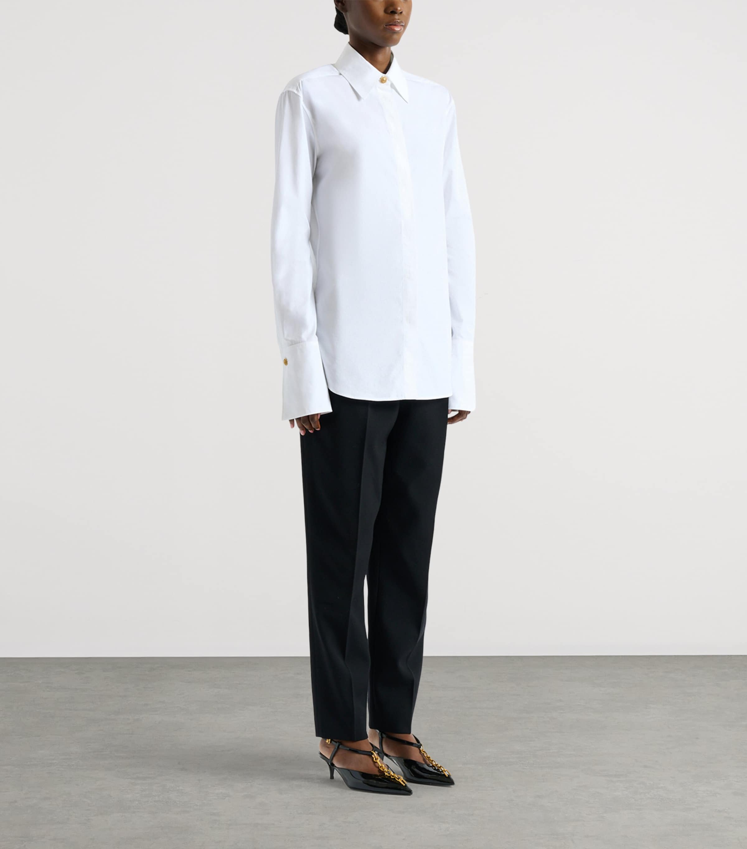 Balmain Womens Cotton Poplin Shirt Blanc Optique Image 2