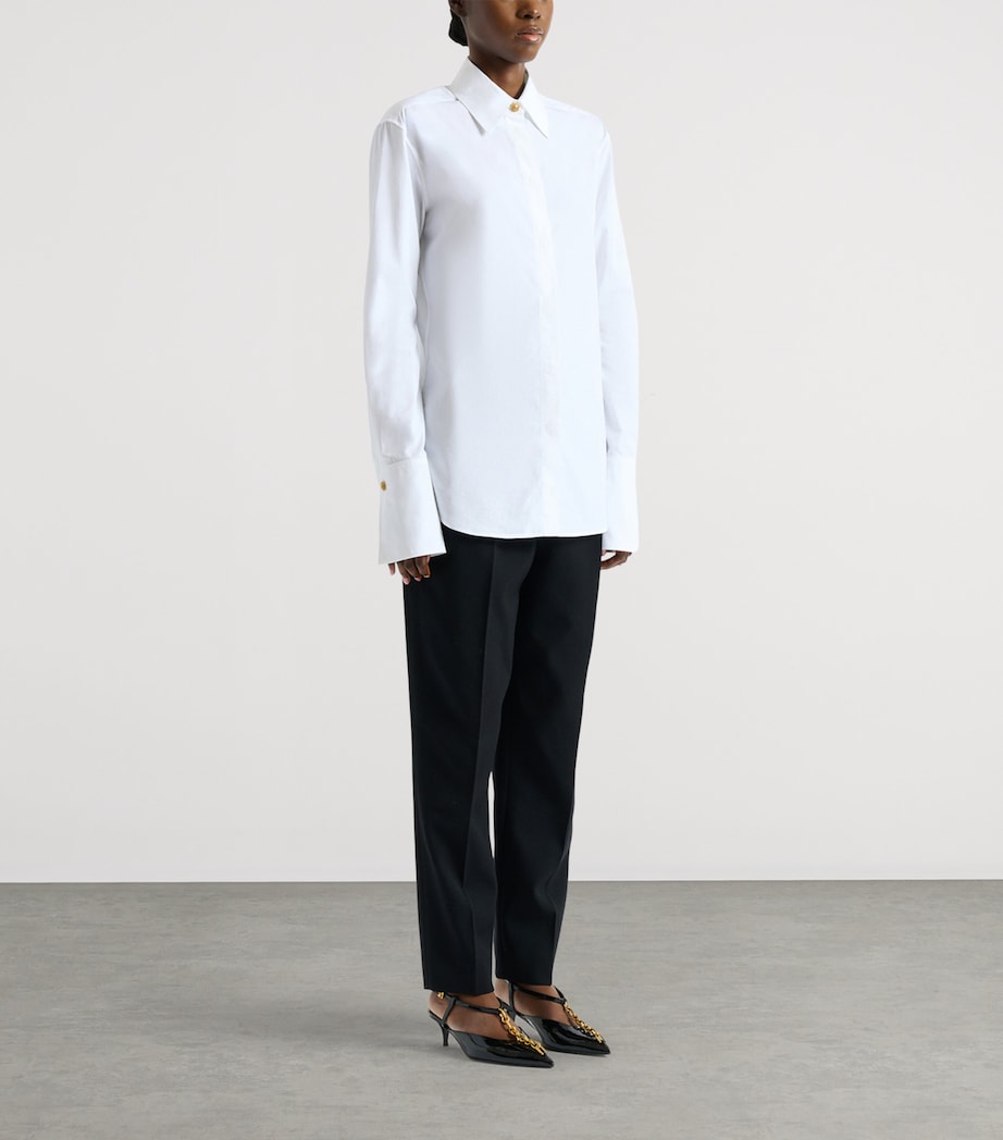 Balmain Womens Cotton Poplin Shirt Blanc Optique Image 2