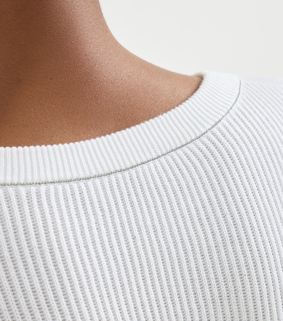 Brunello Cucinelli Womens Cotton Monili-Detail Sweater Image 6
