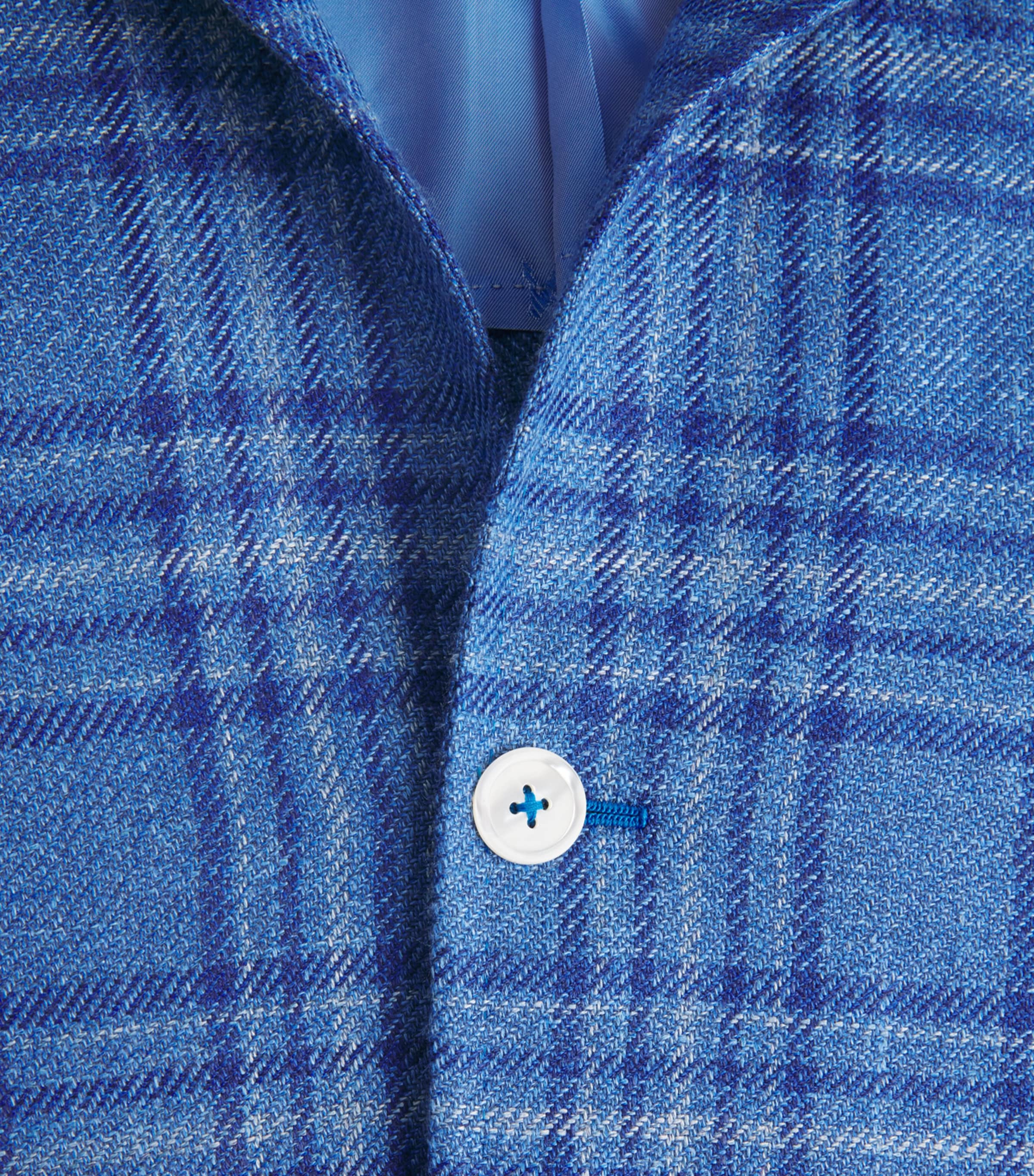 Isaia Mens Wool-Silk-Linen Check Blazer Image 6
