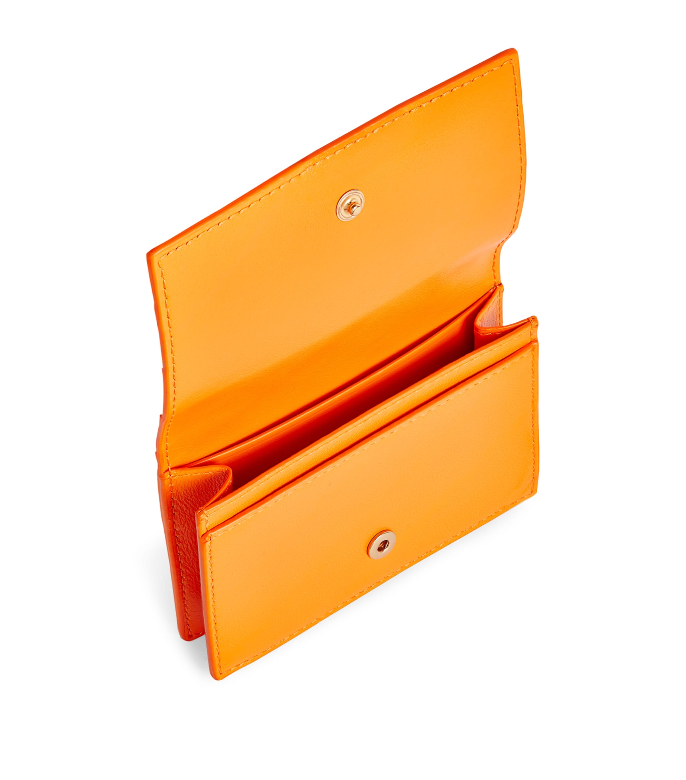 Leather Intrecciato Card Holder PARAKEET-GOLD Image 2