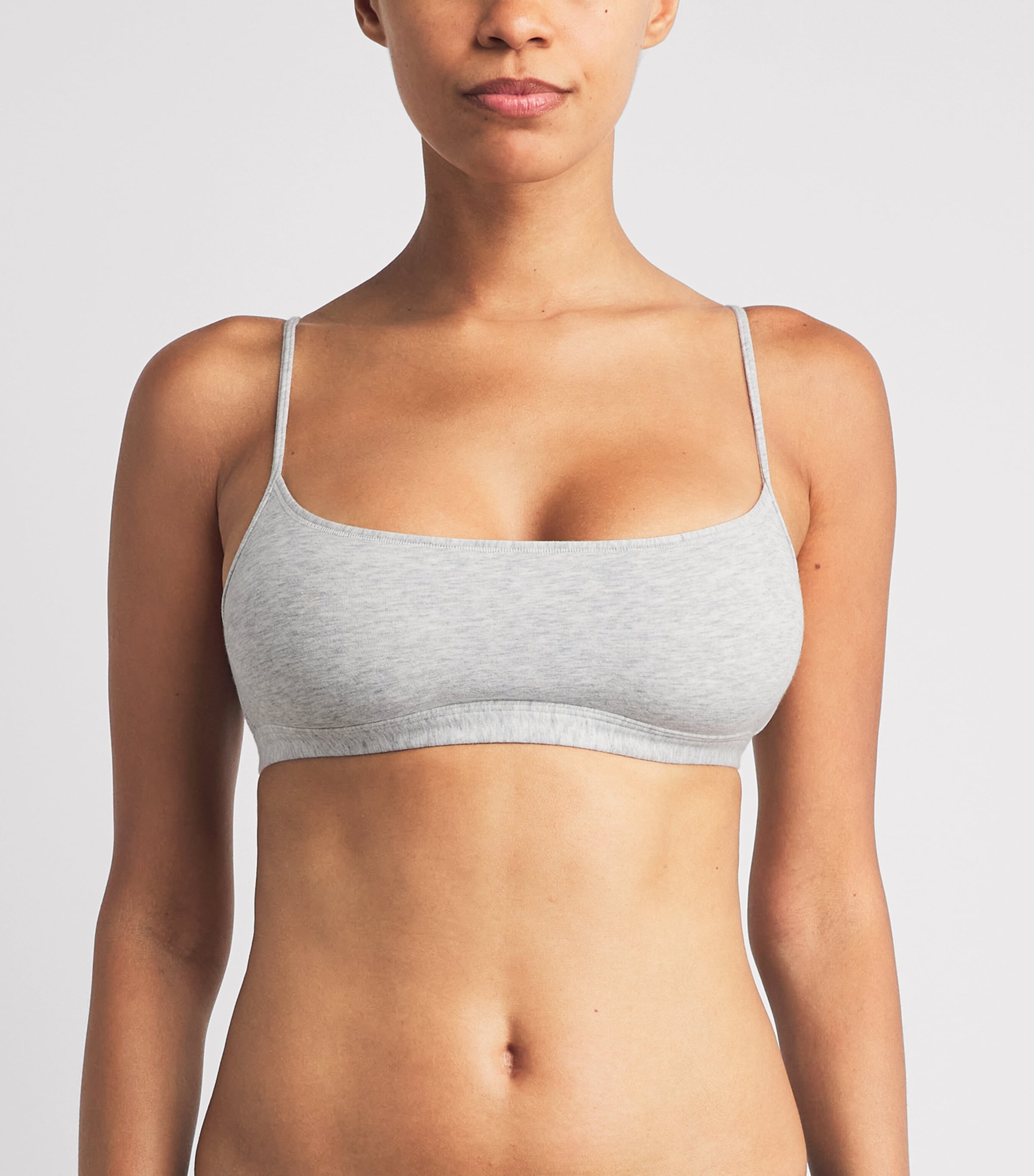 Skims Womens Cotton Everyday Scoop Bralette Light Heather Grey Image 2