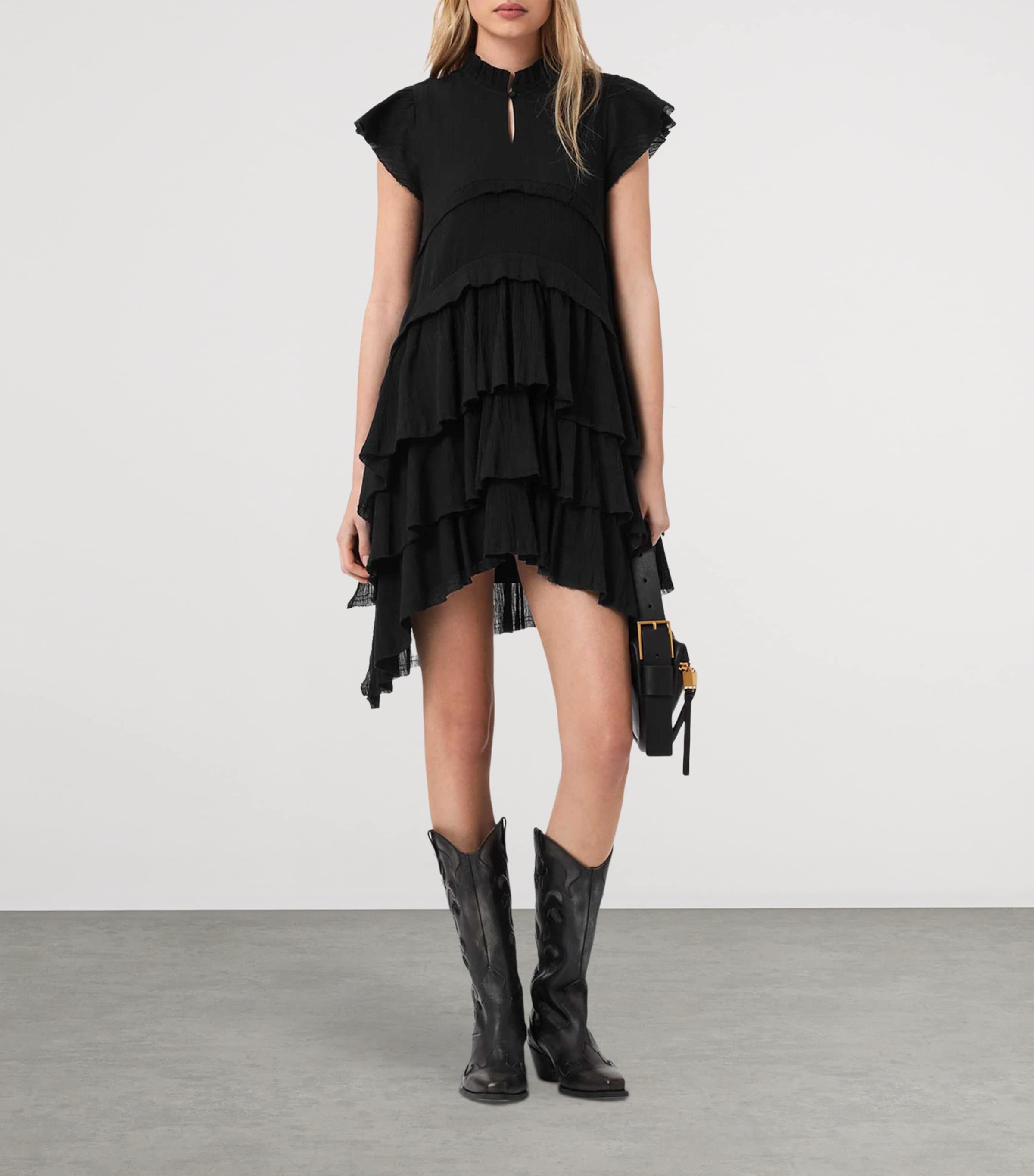 AllSaints Womens Organic Cotton Cavalry Mini Dress Black Image 3