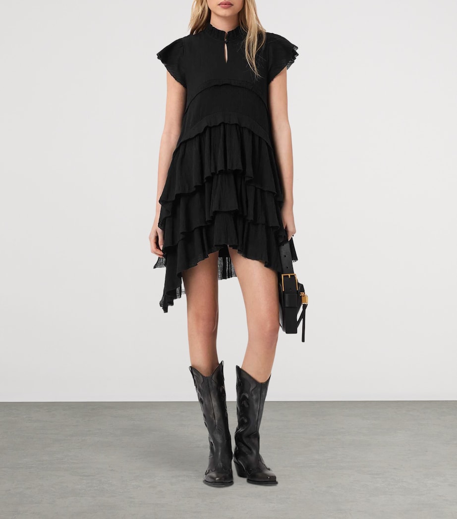 AllSaints Womens Organic Cotton Cavalry Mini Dress Black Image 3