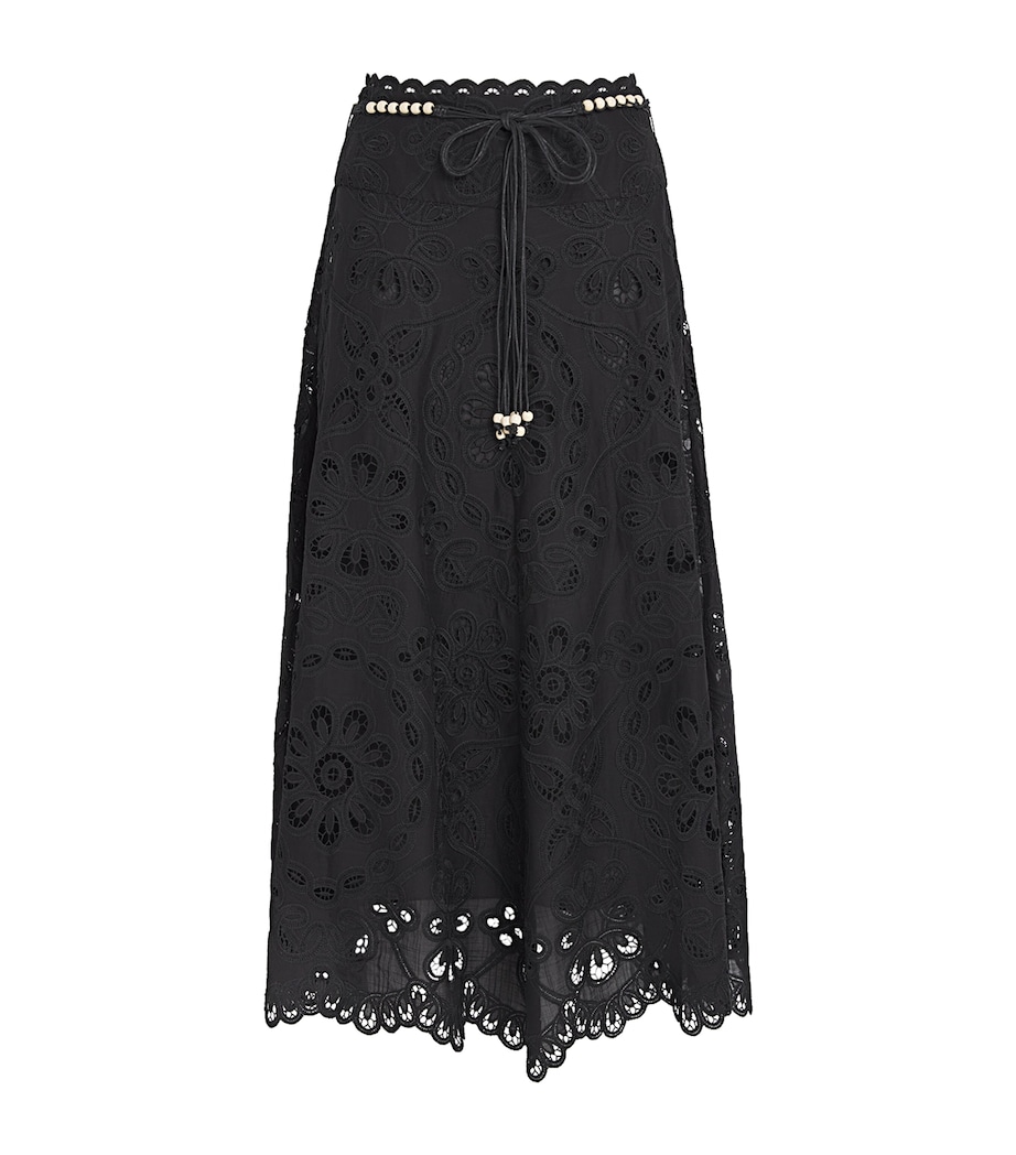 Cotton Rhiannon Embroidered Midi Skirt BLK/BLACK Image 1