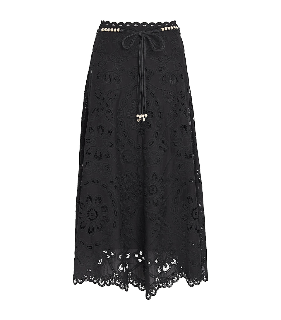 Cotton Rhiannon Embroidered Midi Skirt