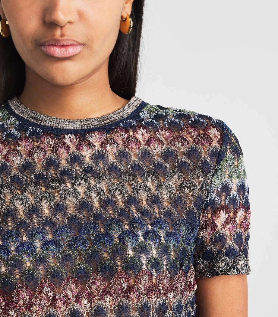 Missoni Womens Knitted Metallic T-Shirt Smspv Multi Drk Vrsn Image 3