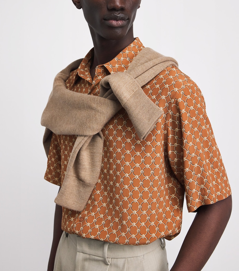 Sandro Paris Mens Link-Print Shirt Camel Image 3