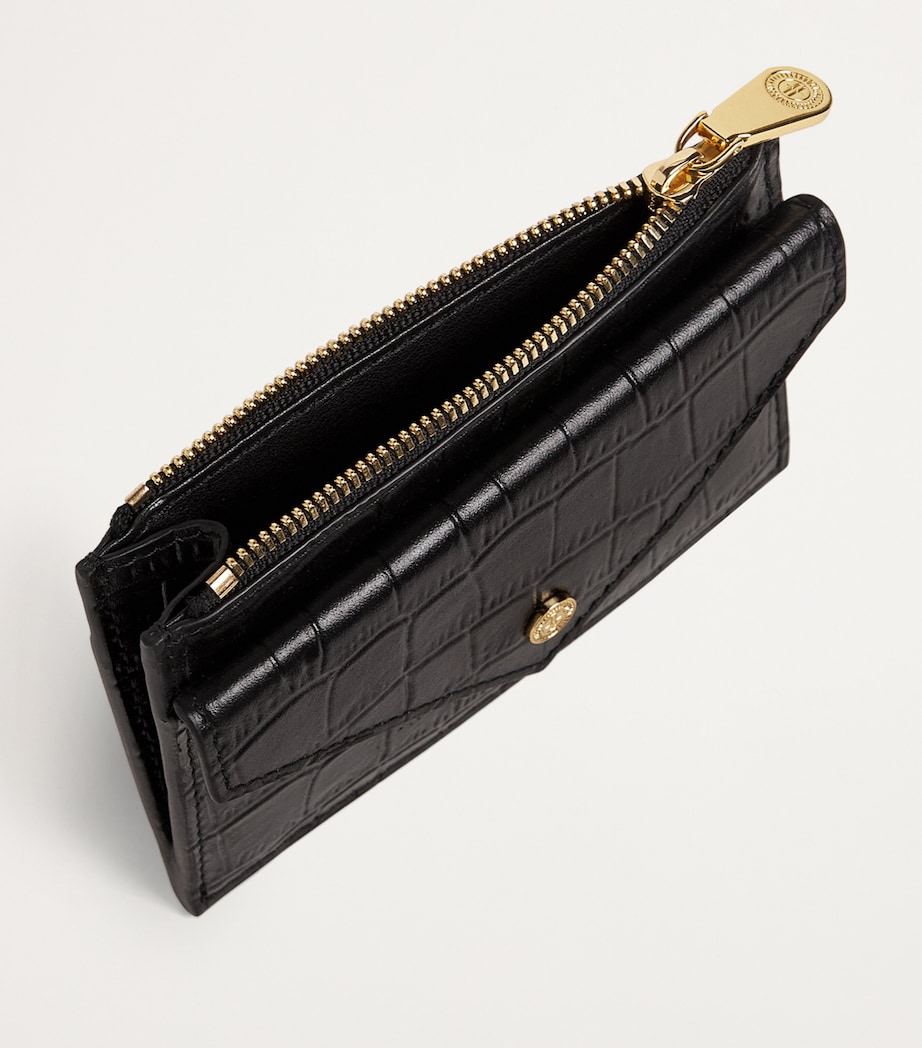 Leather Zip-Up Card Holder BLACK Image 3