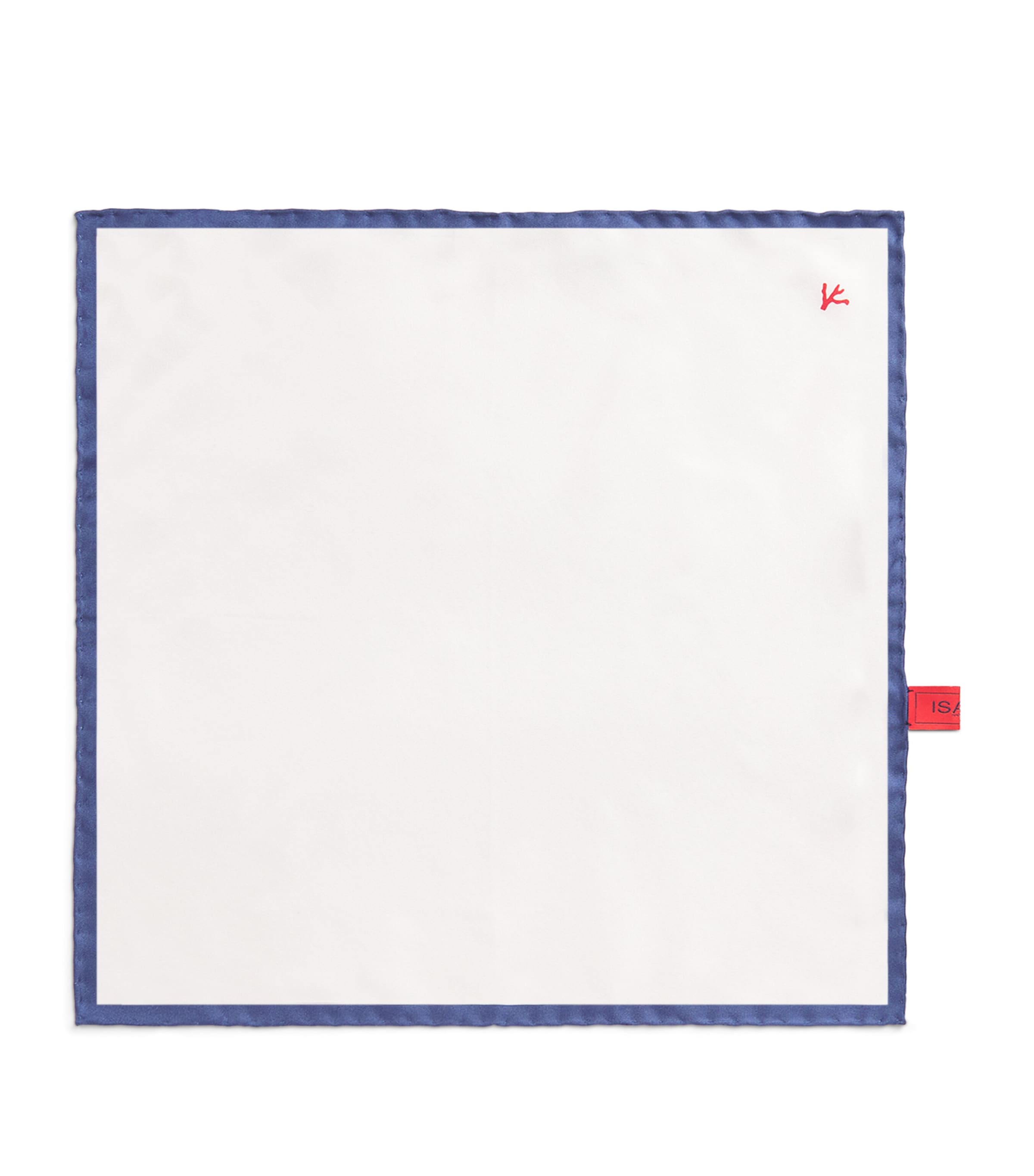 Isaia Silk Logo Pocket Square In Blue