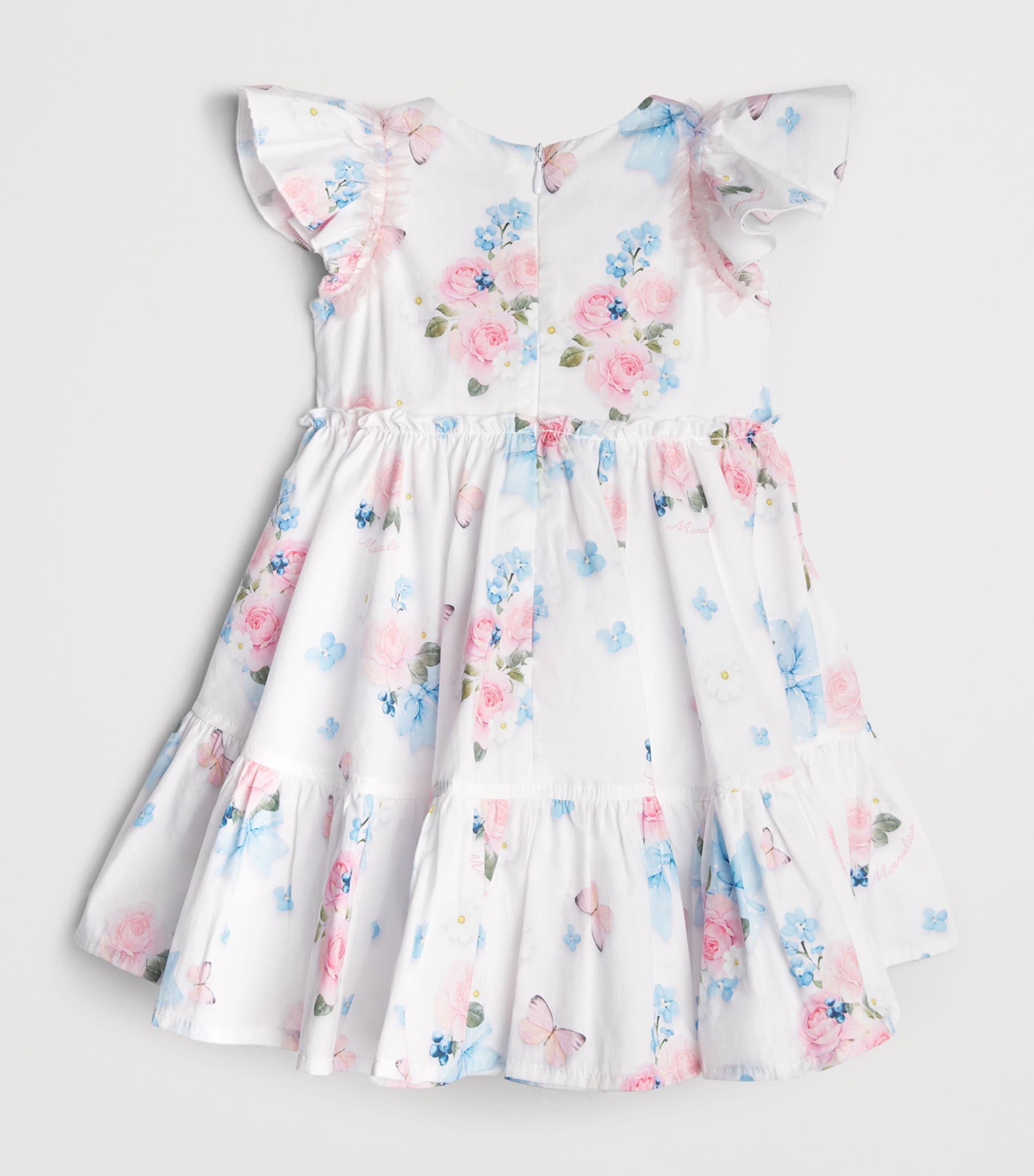 Monnalisa Cotton Floral Print Dress (3-36 Months) Optical White Image 2