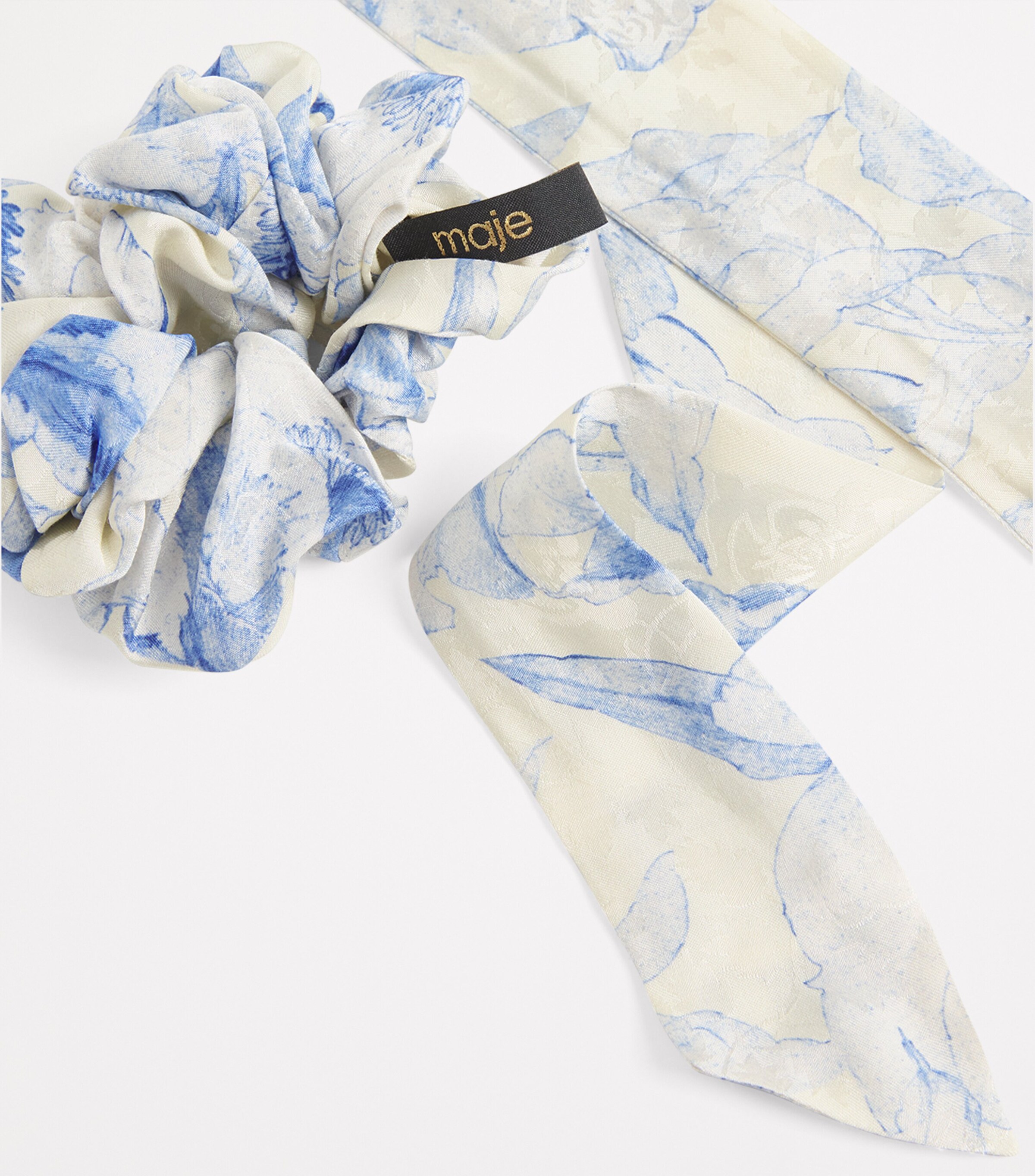 Floral Tie Scrunchie WHITE/BLUE Image 3