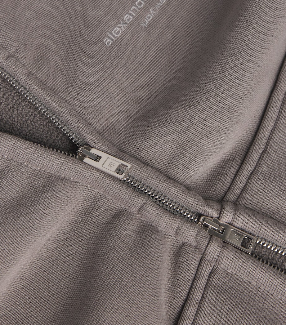 Stretch-Cotton Oversized Cropped Hoodie 064A WASHED CEMENT Image 5