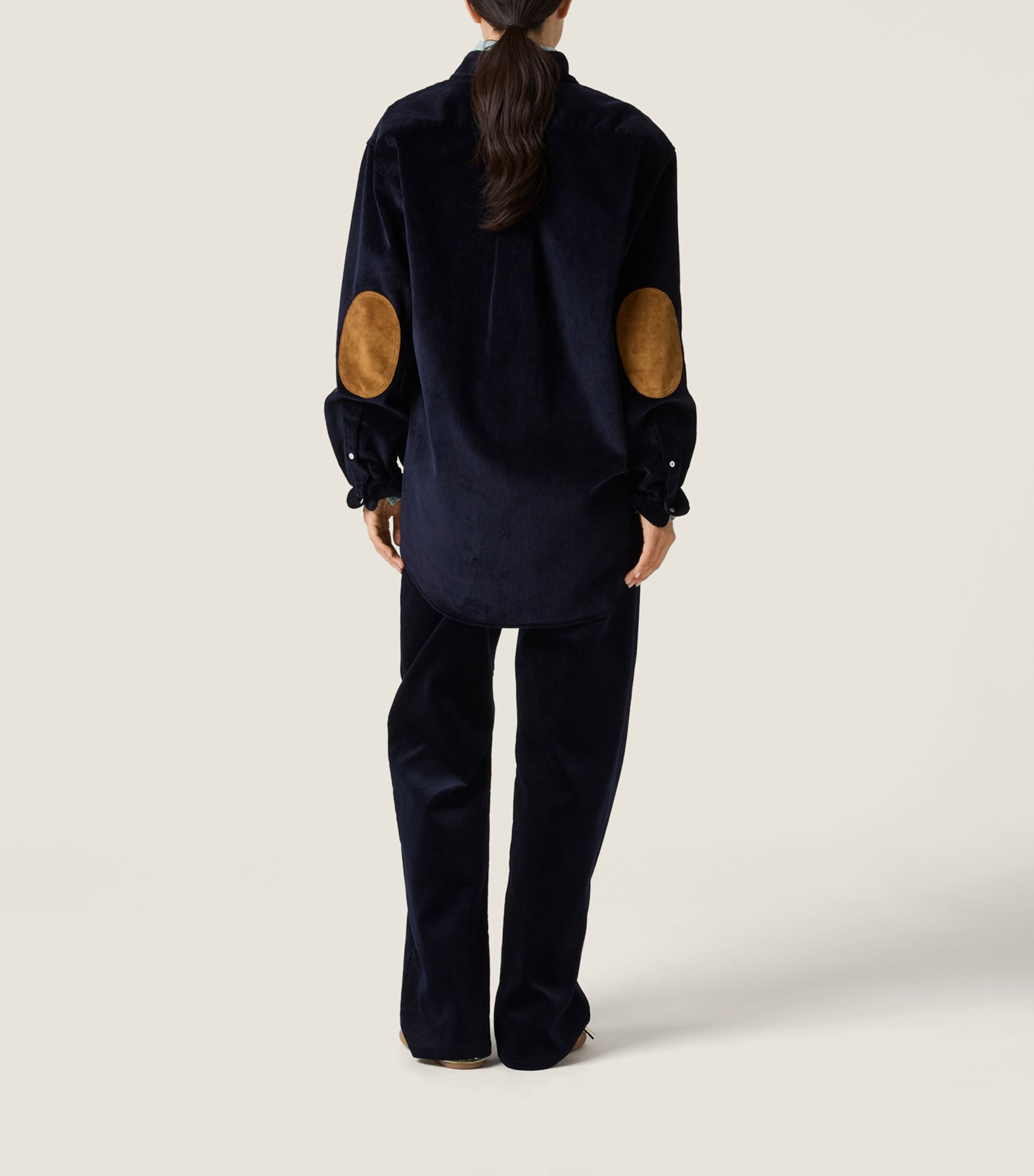 Corduroy Suede-Trim Shirt F0008 Image 3