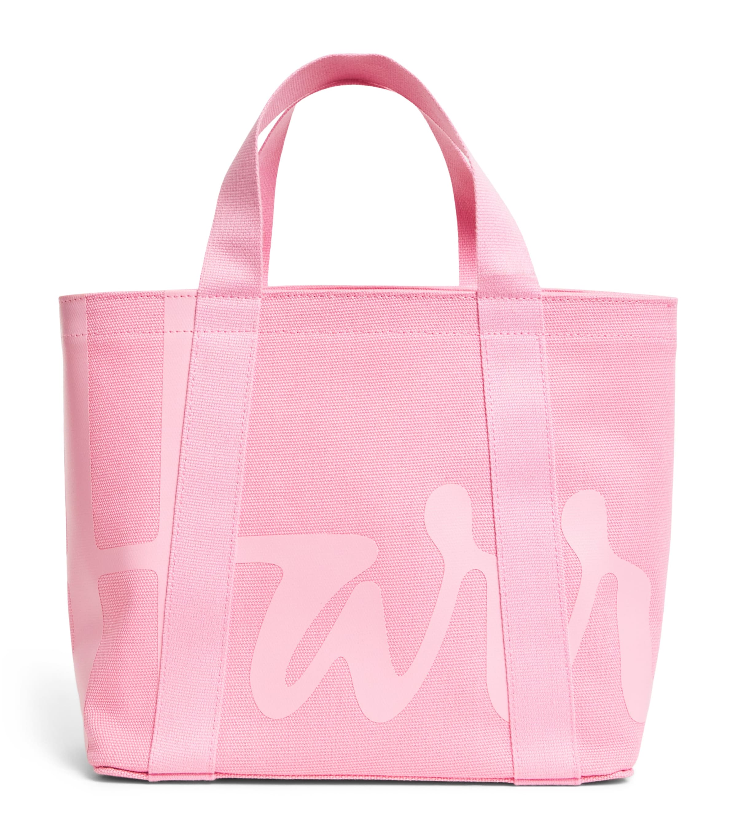 Harrods Small Cotton Logo Tote Bag Pink Image 1