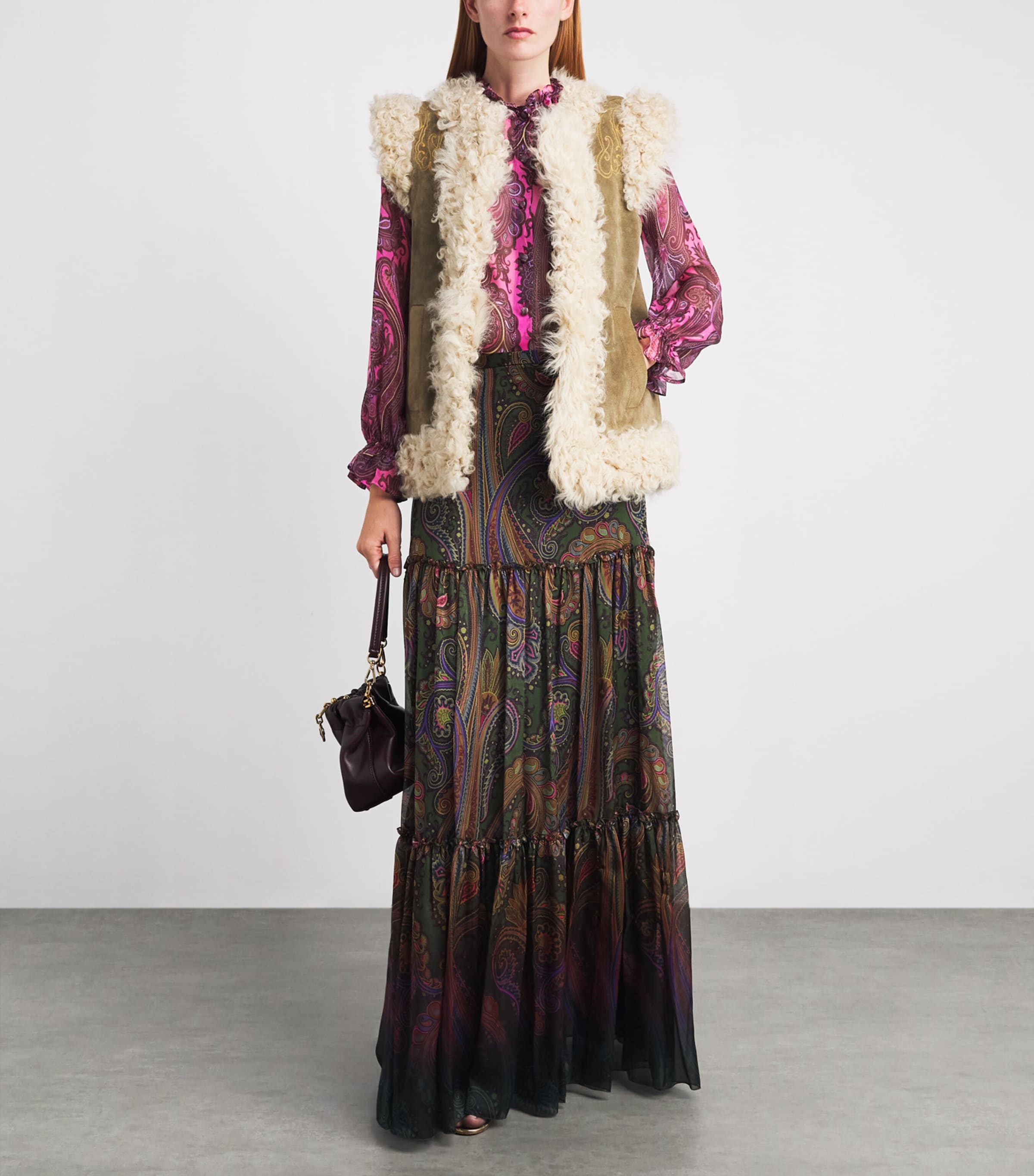 Etro Womens Silk Paisley Blouse Print/pink Bs Image 2