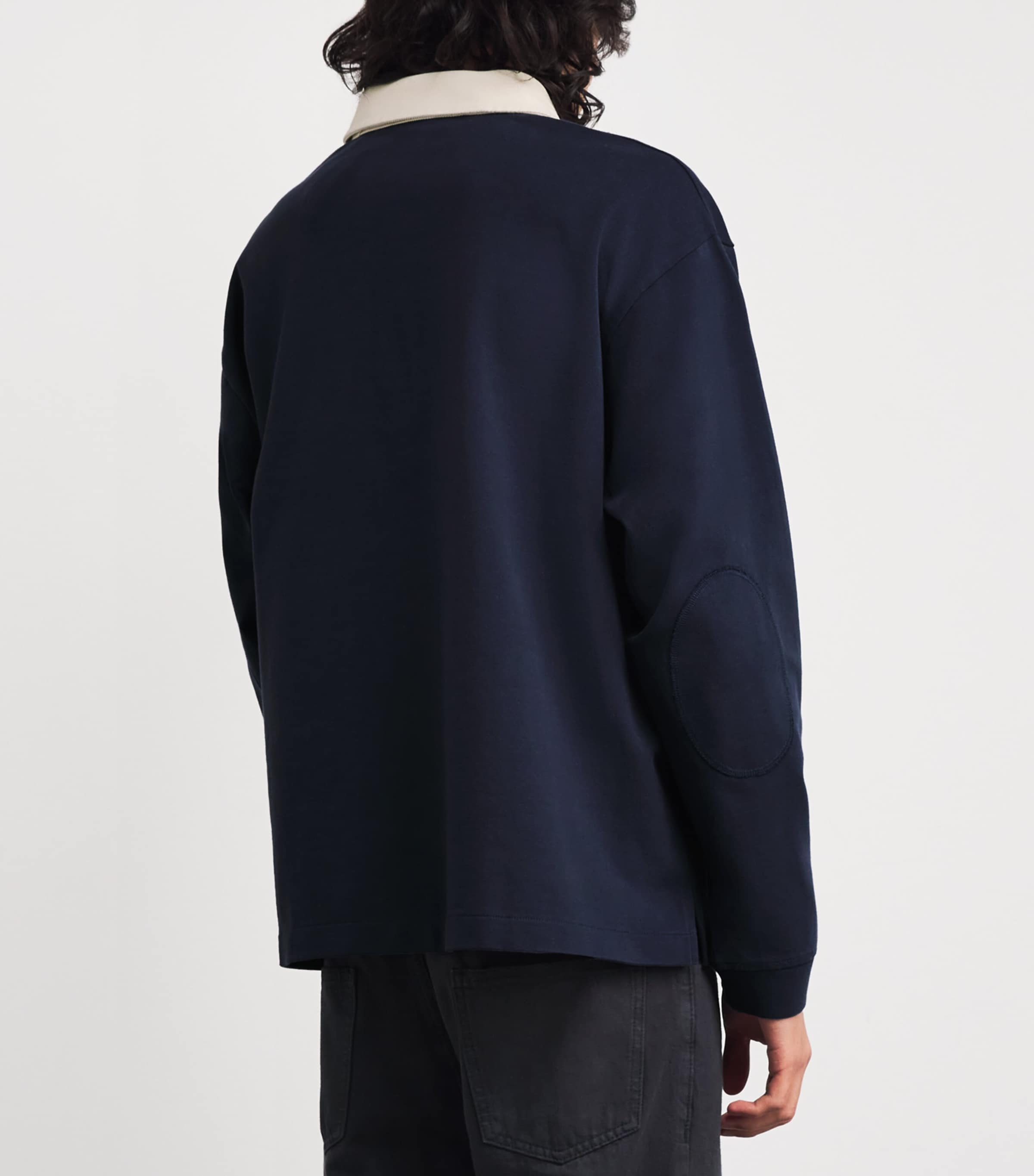 FRAME Mens Contrast-Collar Rugby Sweatshirt Dark Navy Image 4