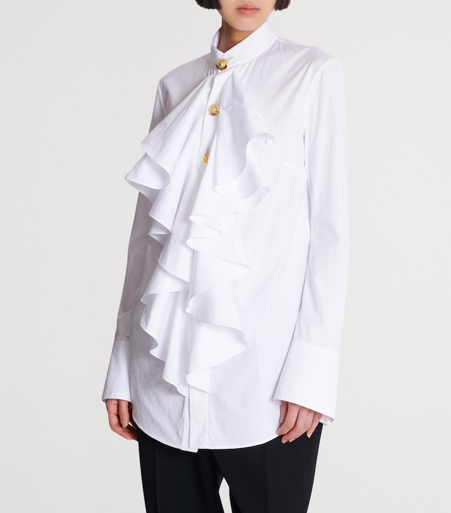 Cotton Poplin Ruffled Shirt 0FA BLANC Image 2