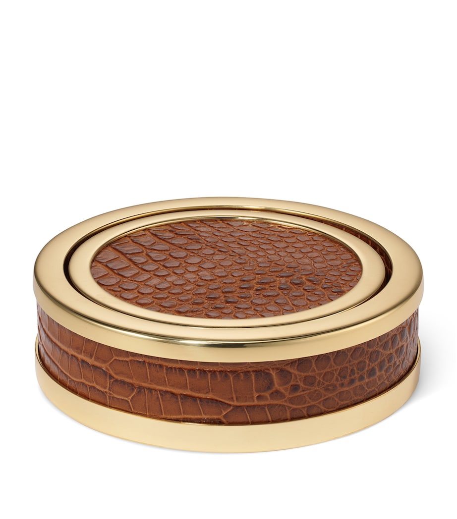 Set of 4 Leather Classic Coasters CHESTNUT Image 2
