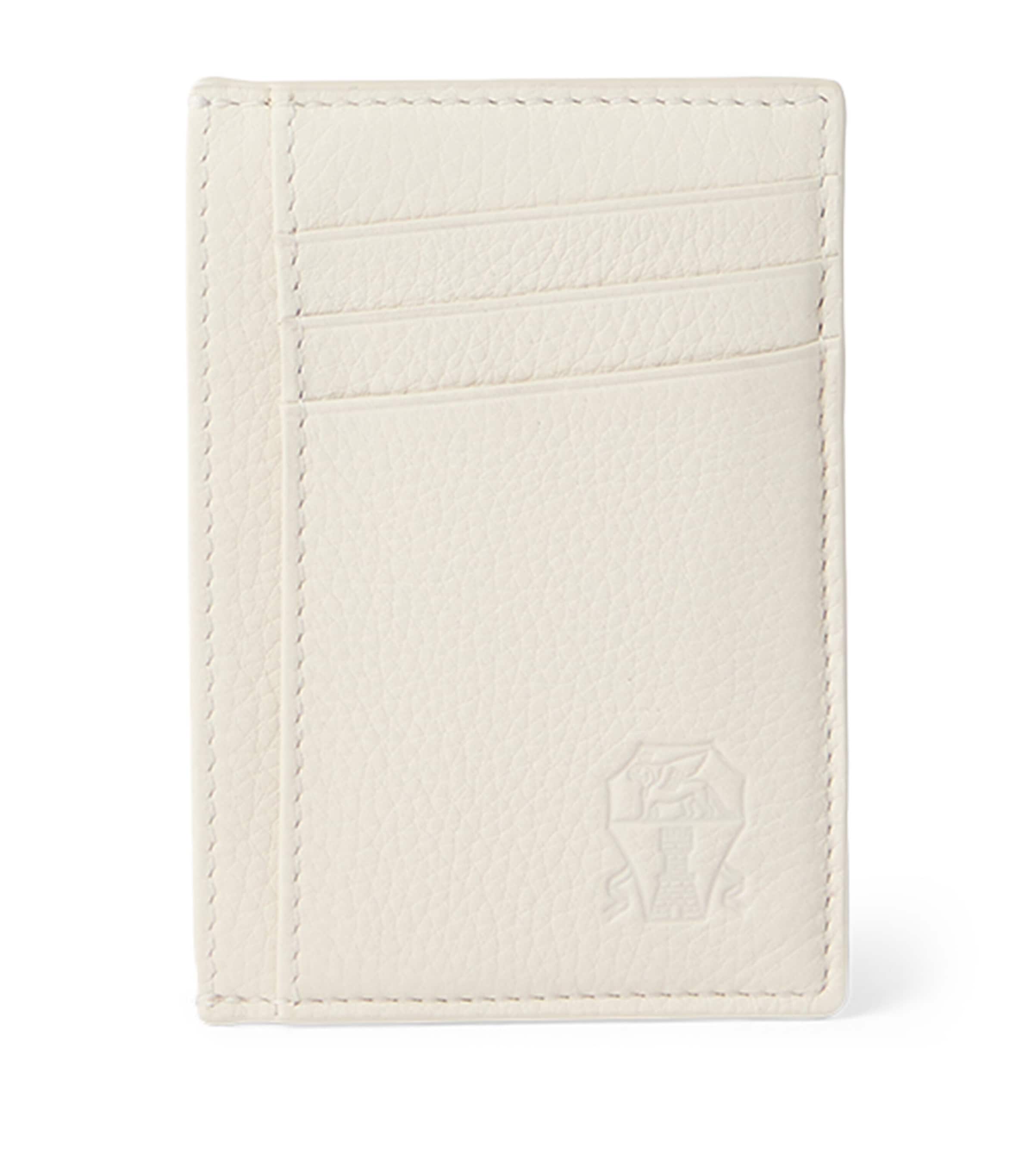 Brunello Cucinelli Grained Leather Card Holder In White