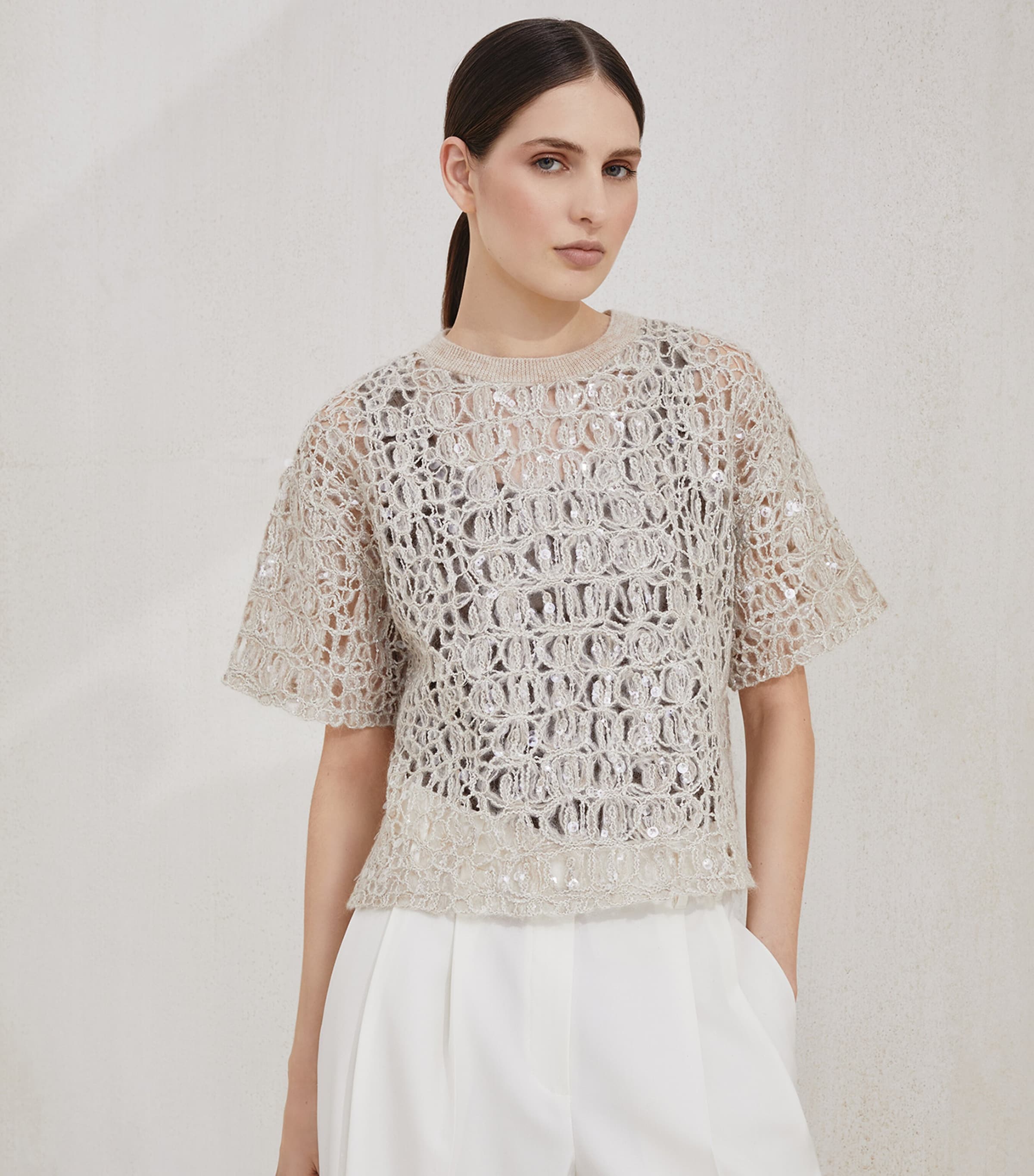 Open-Weave Embellished Sweater CRI71 Image 2