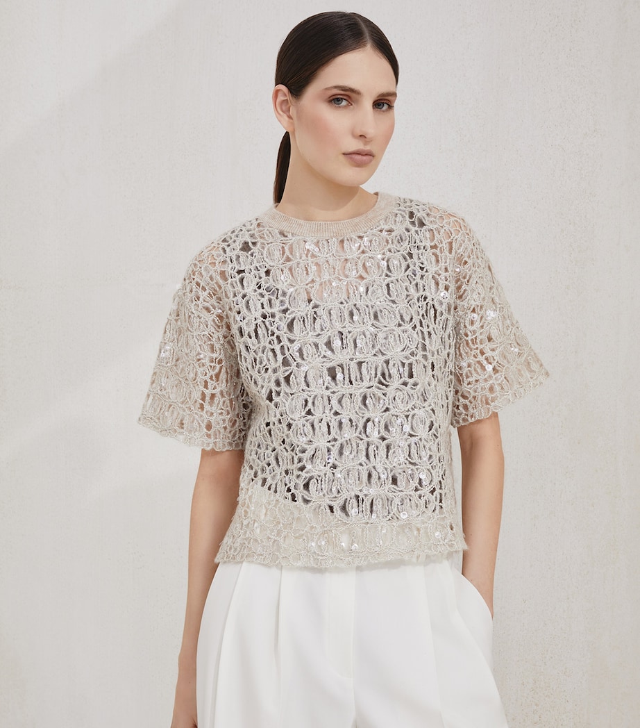 Open-Weave Embellished Sweater CRI71 Image 2