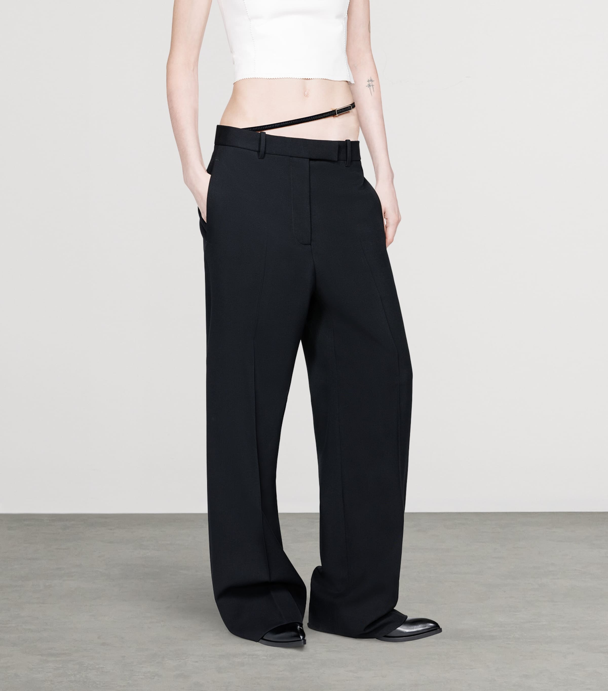 TOM FORD Womens Virgin Wool Belted Trousers Naa Image 3