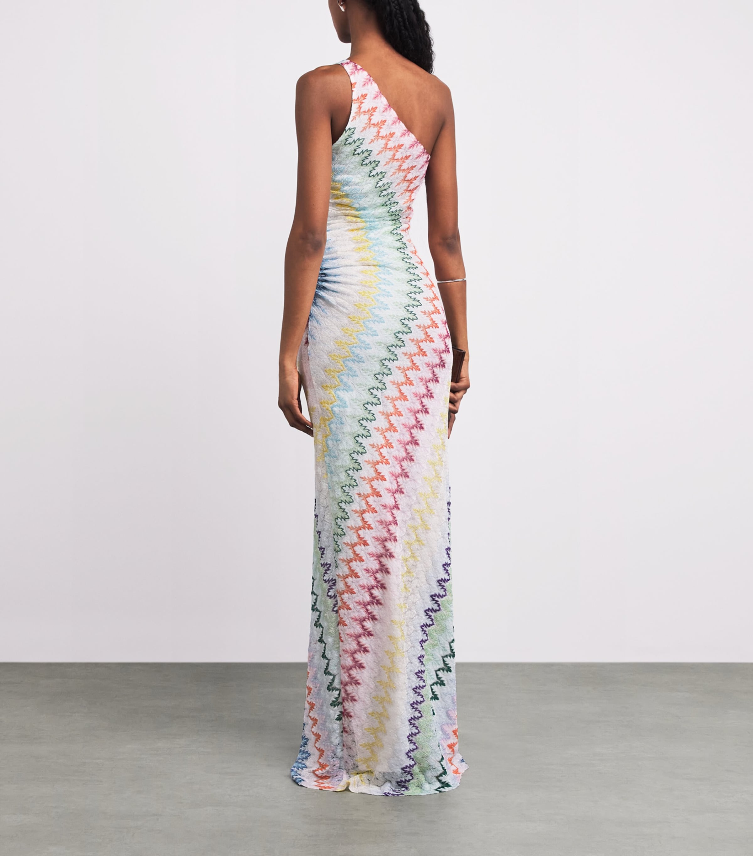 Missoni Womens One-Shoulder Zigzag Maxi Dress Mlti/white Bse Image 4