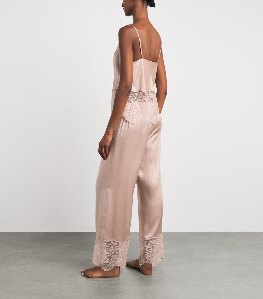 Harrods Womens Silk Lace-Trim Cami Pyjama Set Pink Image 4