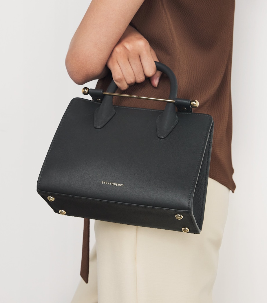 Mini Leather Tote Bag BLACK Image 5