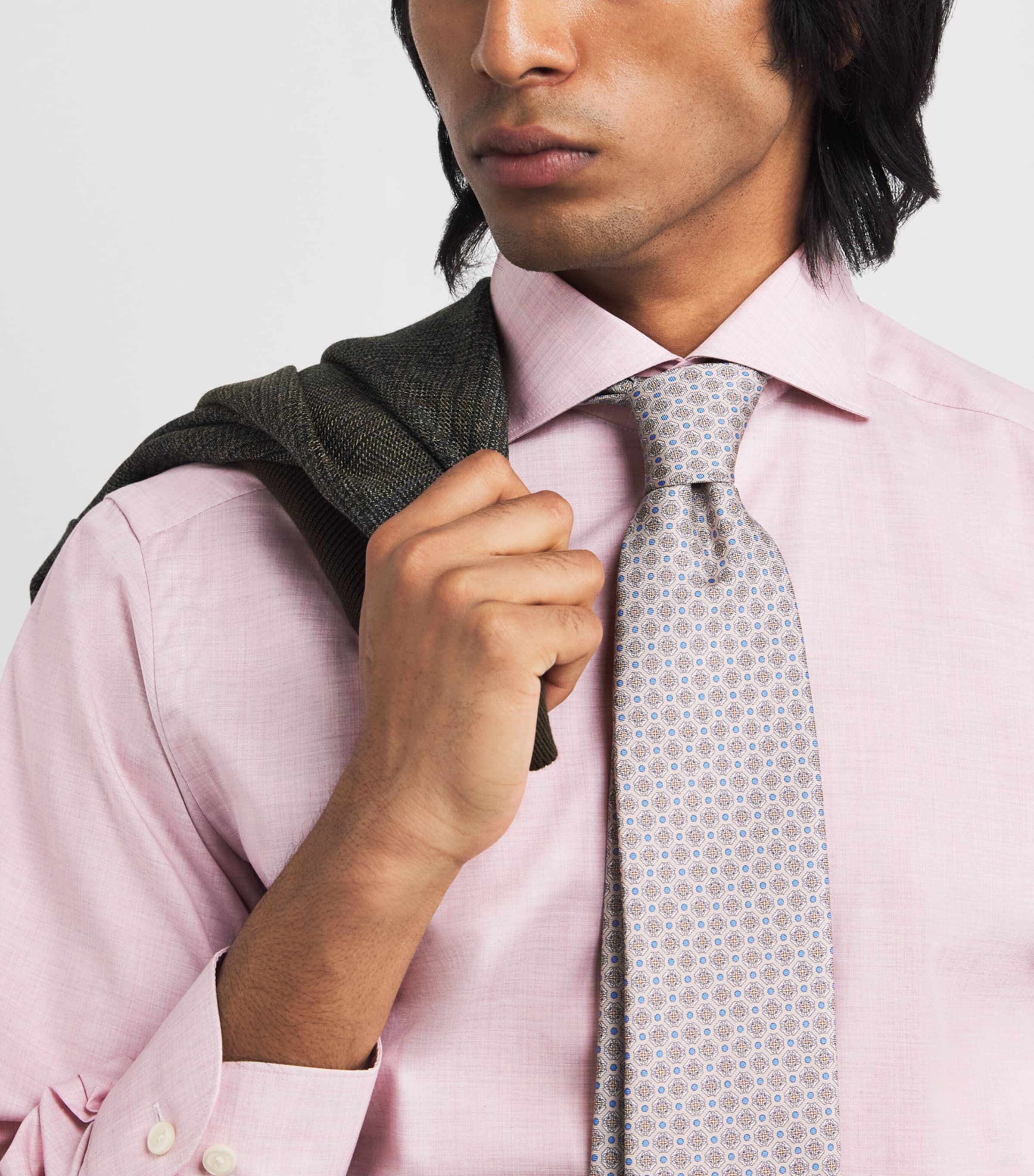 Eton Mens Cotton Fine Twill Shirt Pink Solid Image 6